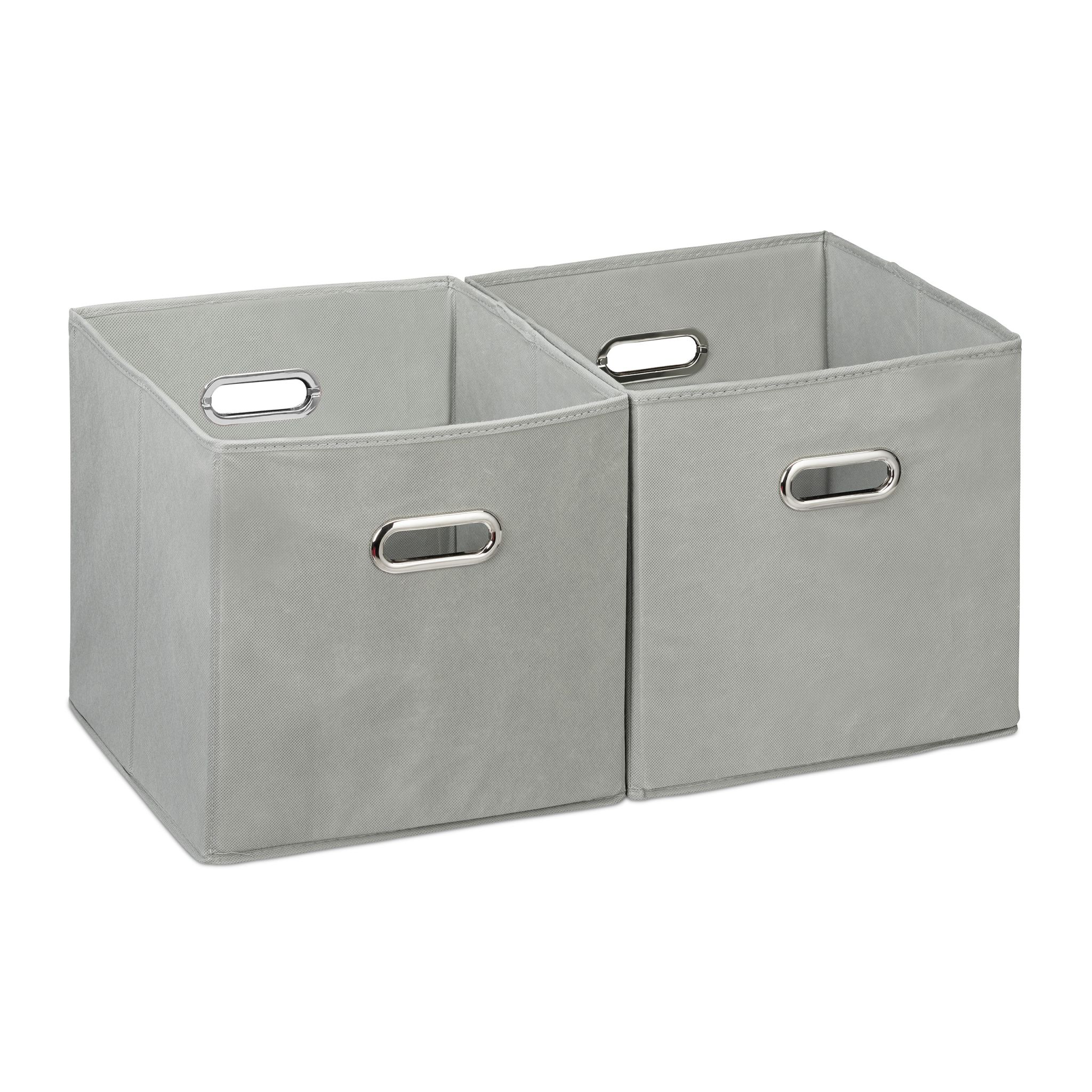 Aufbewahrungsbox Stoff 2er-Set Silber-Grau