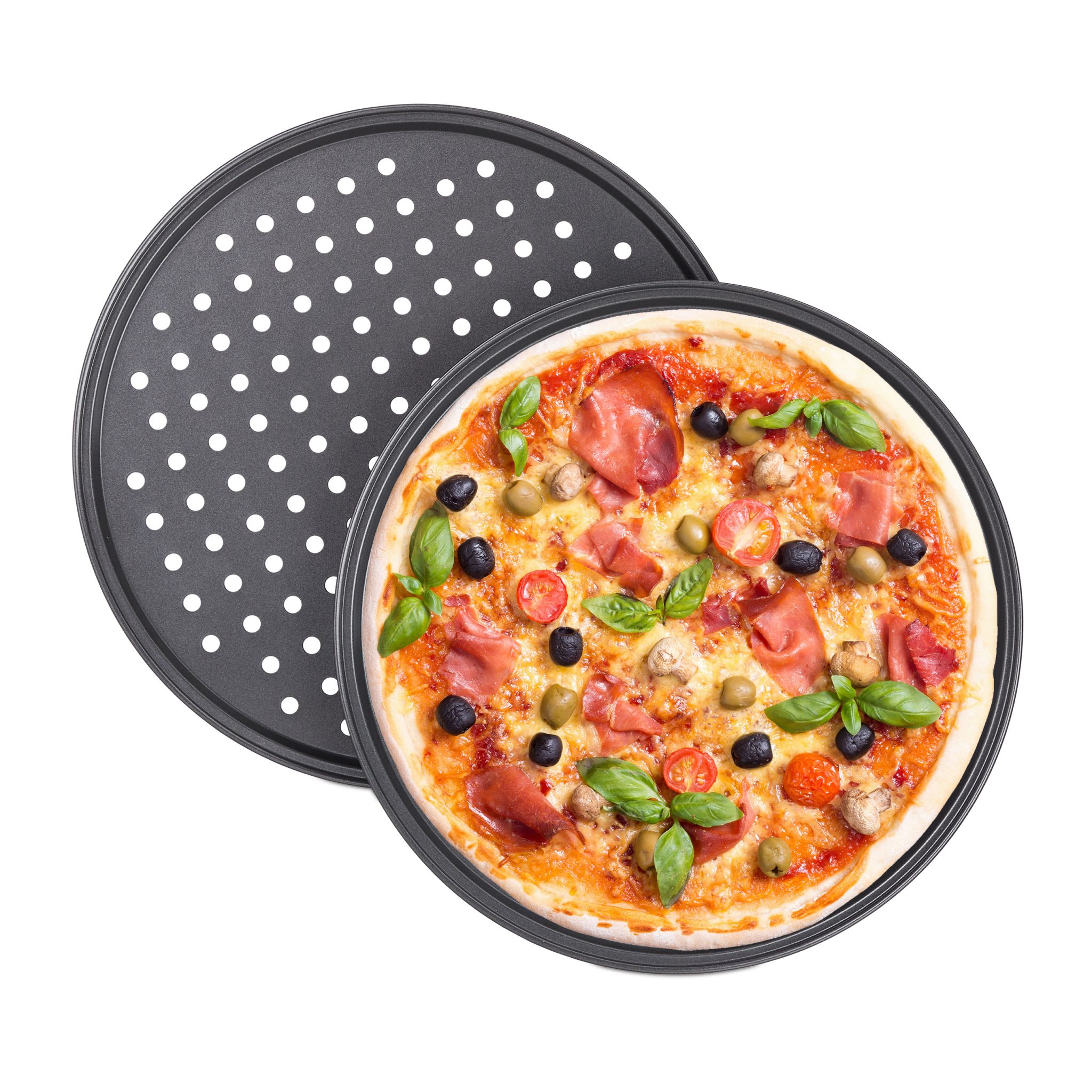 Pizzablech rund 2er-Set Anthrazit