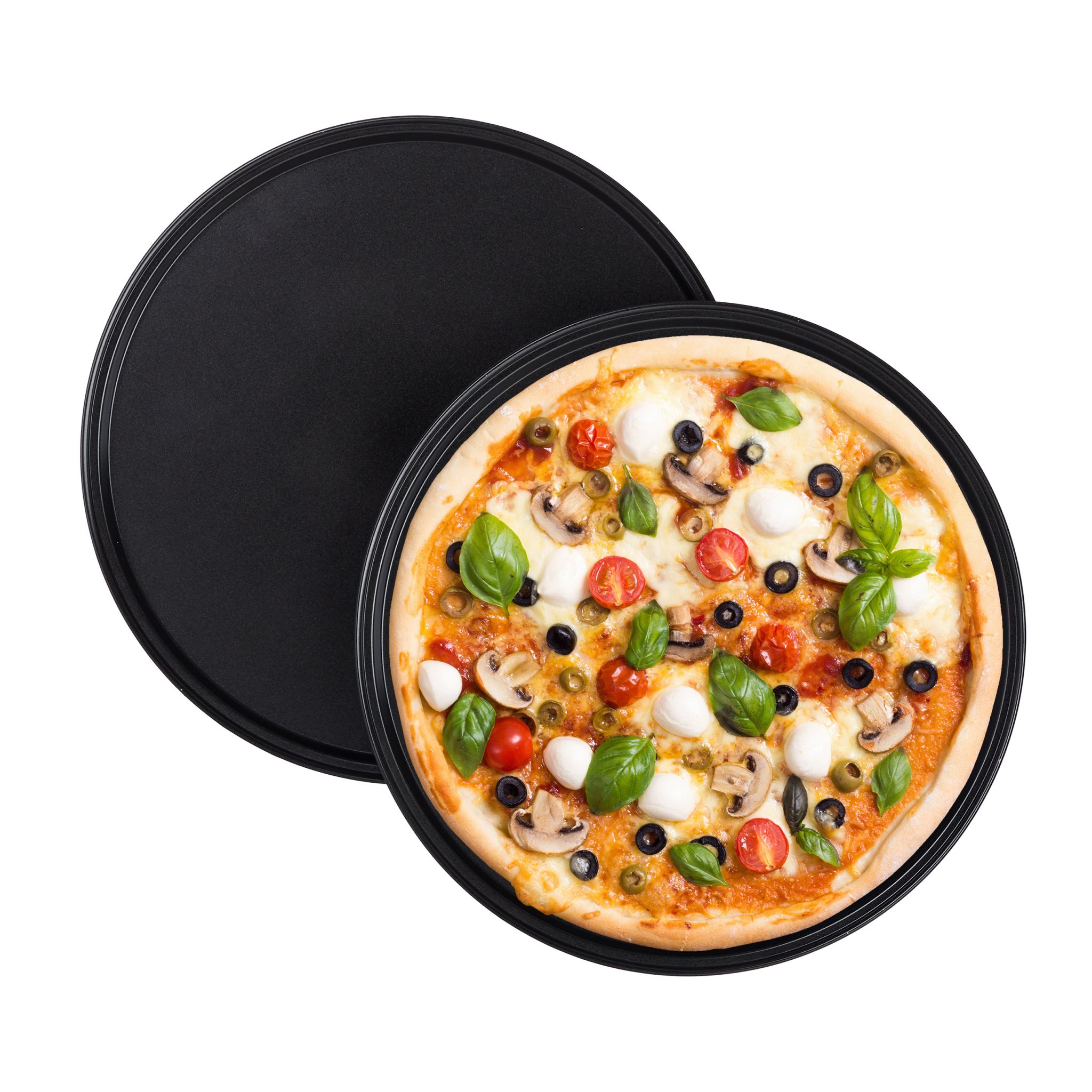 Pizzablech rund 2er-Set Schwarz