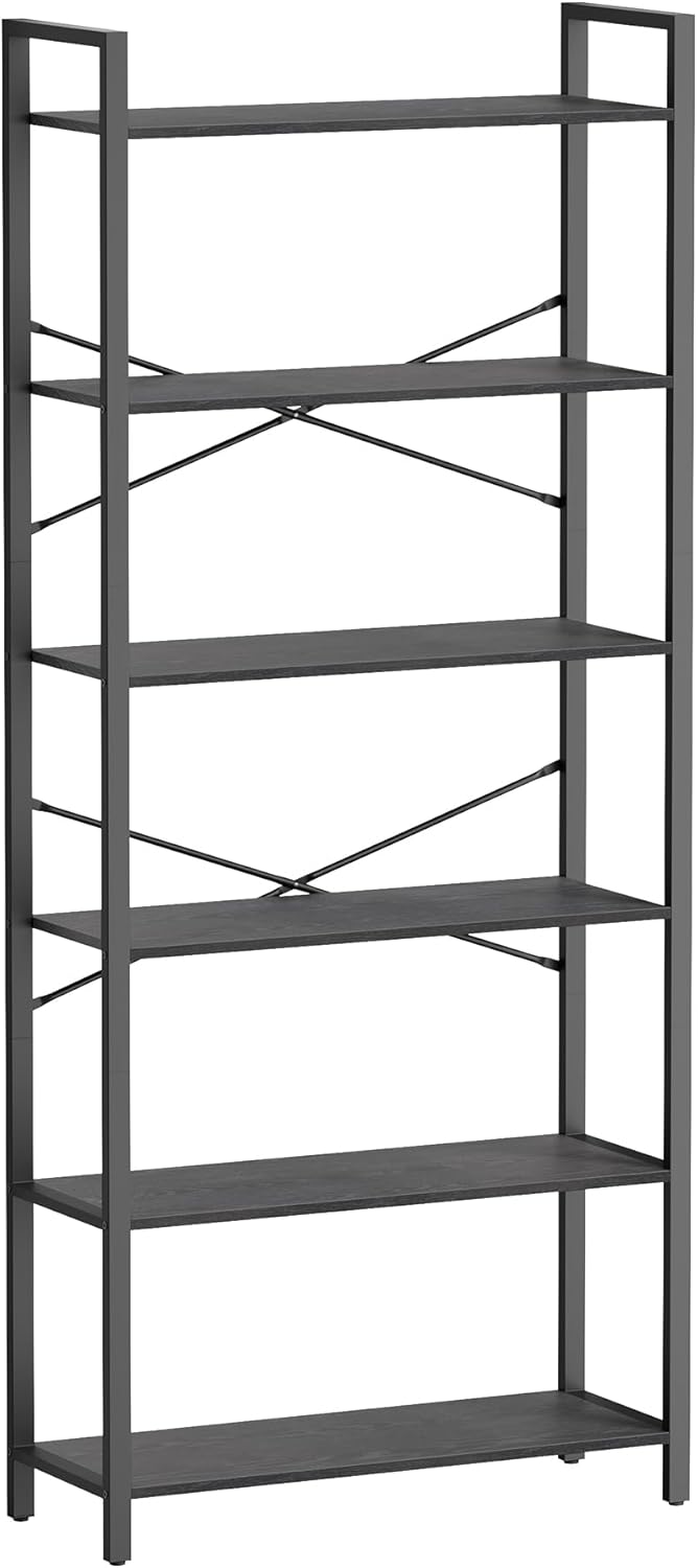 Bücherregal 6 Fächer Industrial Schwarz Stahl