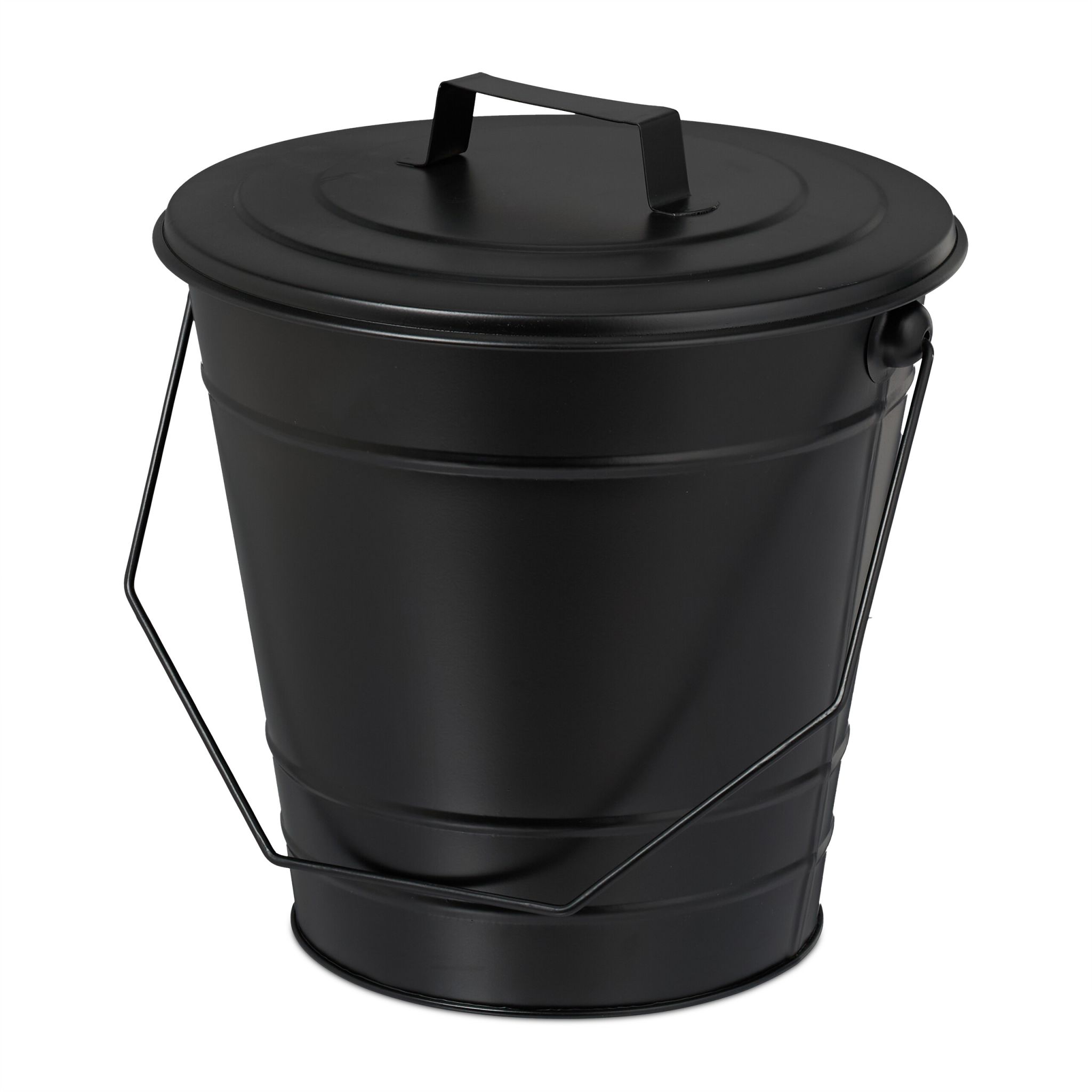 Ascheeimer mit Deckel 7L Schwarz