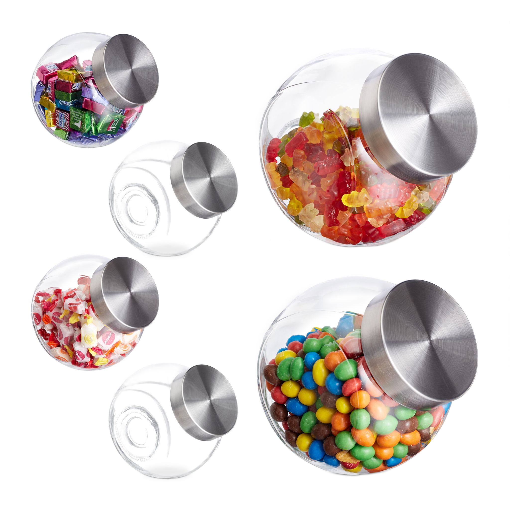 Bonbongläser 6er-Set 1,5L Silber-Transparent