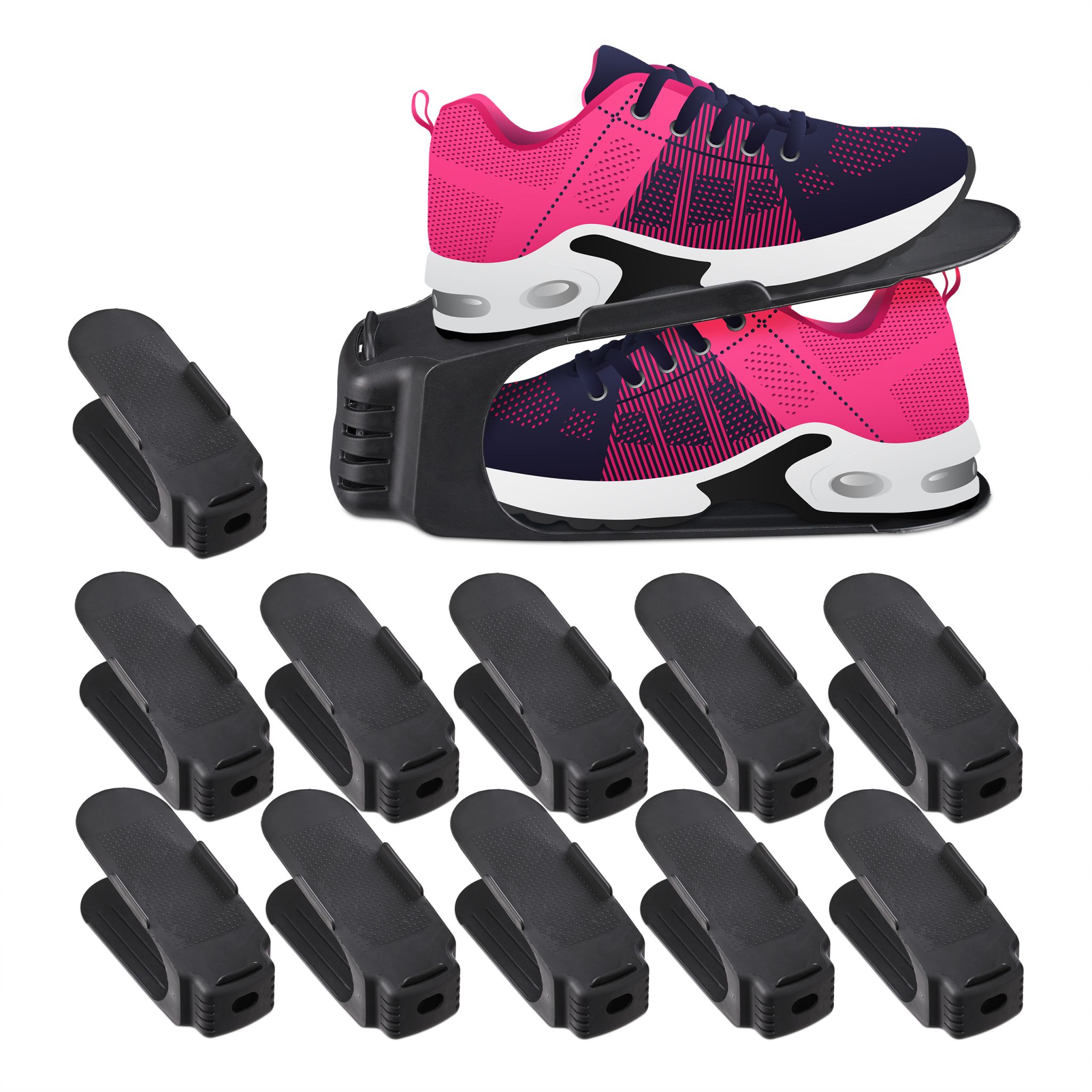 Schuhstapler 12er-Set Schwarz