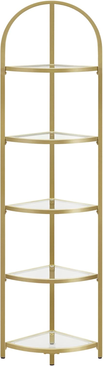 Eckregal 5 Ebenen Glasregal Gold