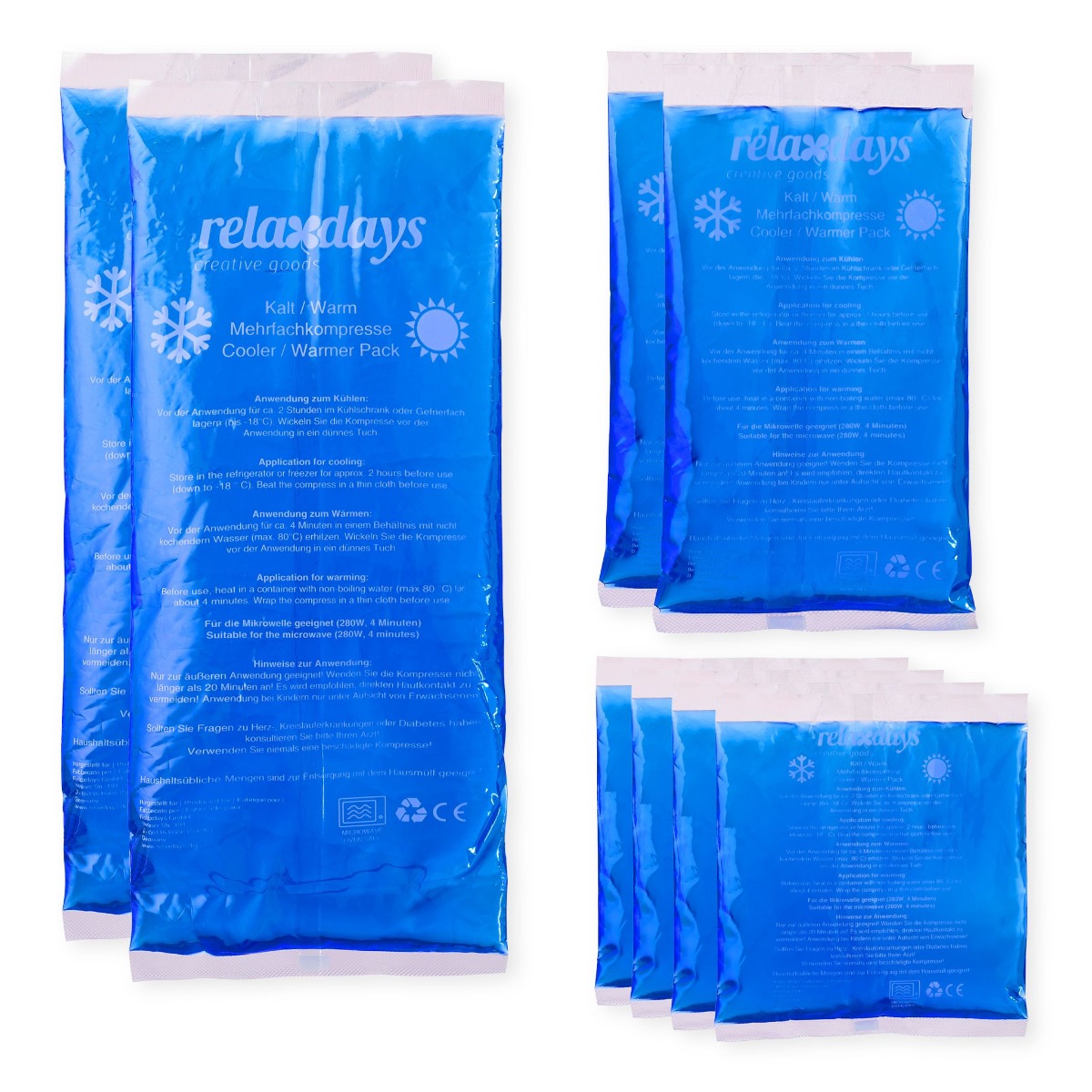 Kühlpads Gel 8er-Set Blau