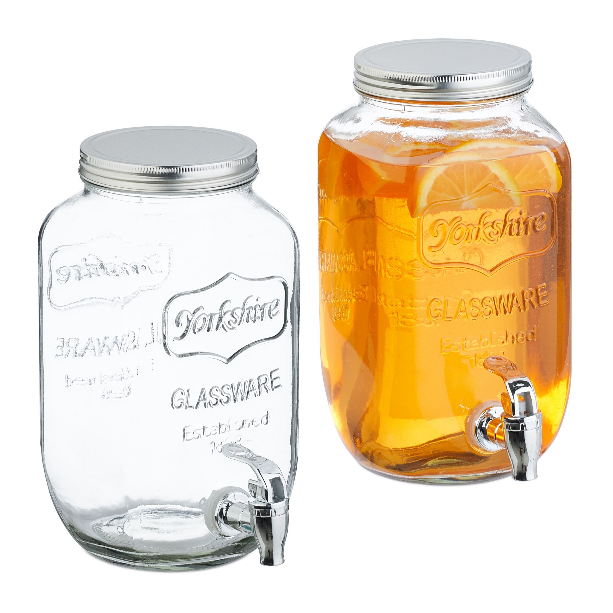 Getränkespender 3,5L 2er-Set Silber-Transparent