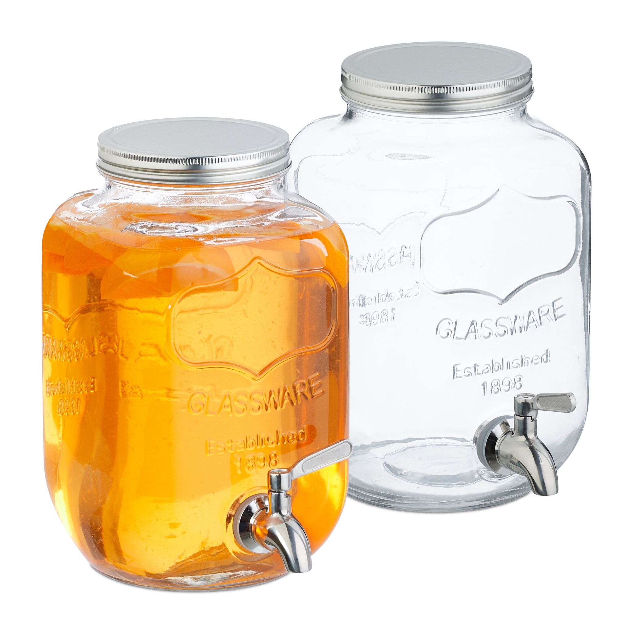 Getränkespender 4L 2er-Set Silber-Transparent