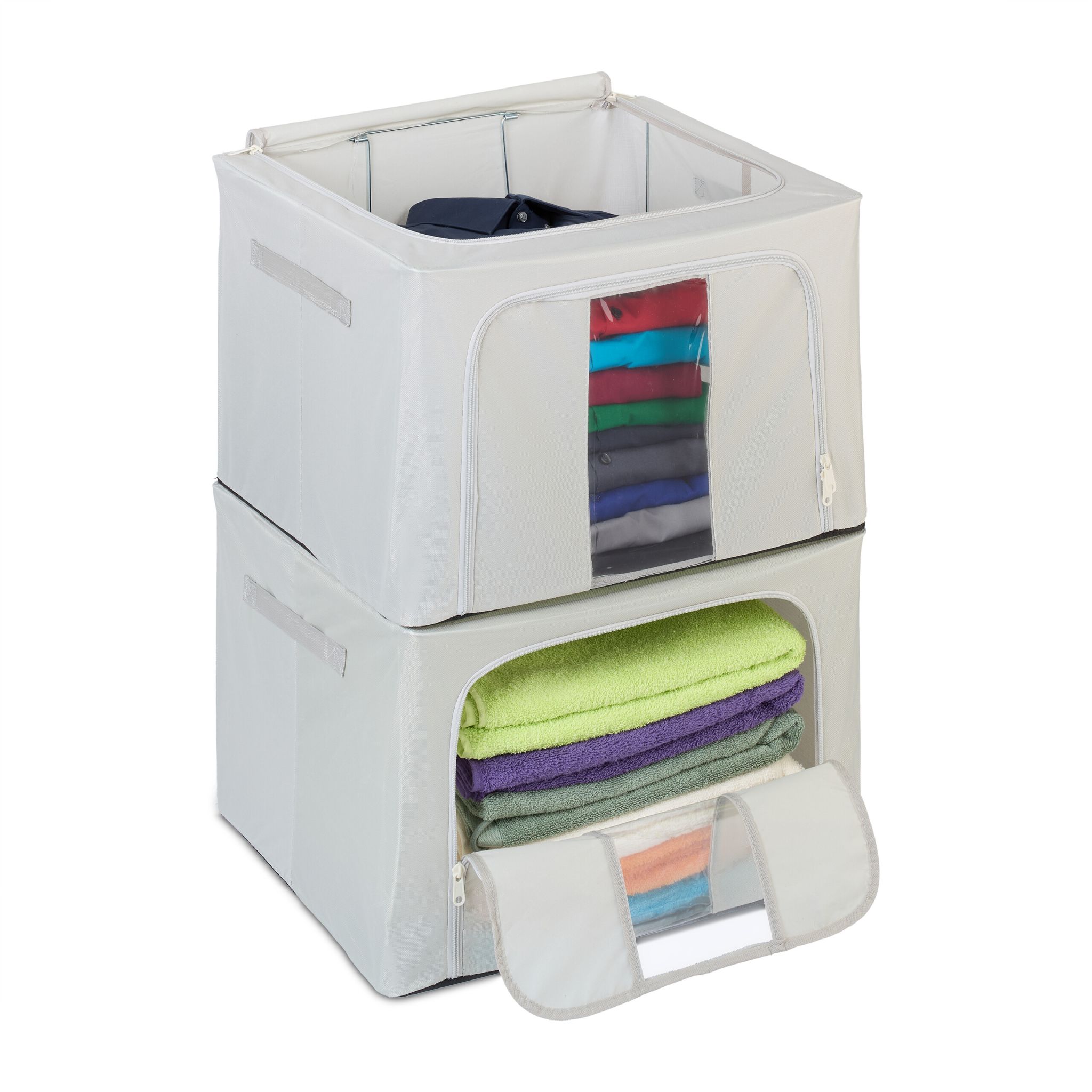Aufbewahrungstasche 2er-Set Transparent-Grau