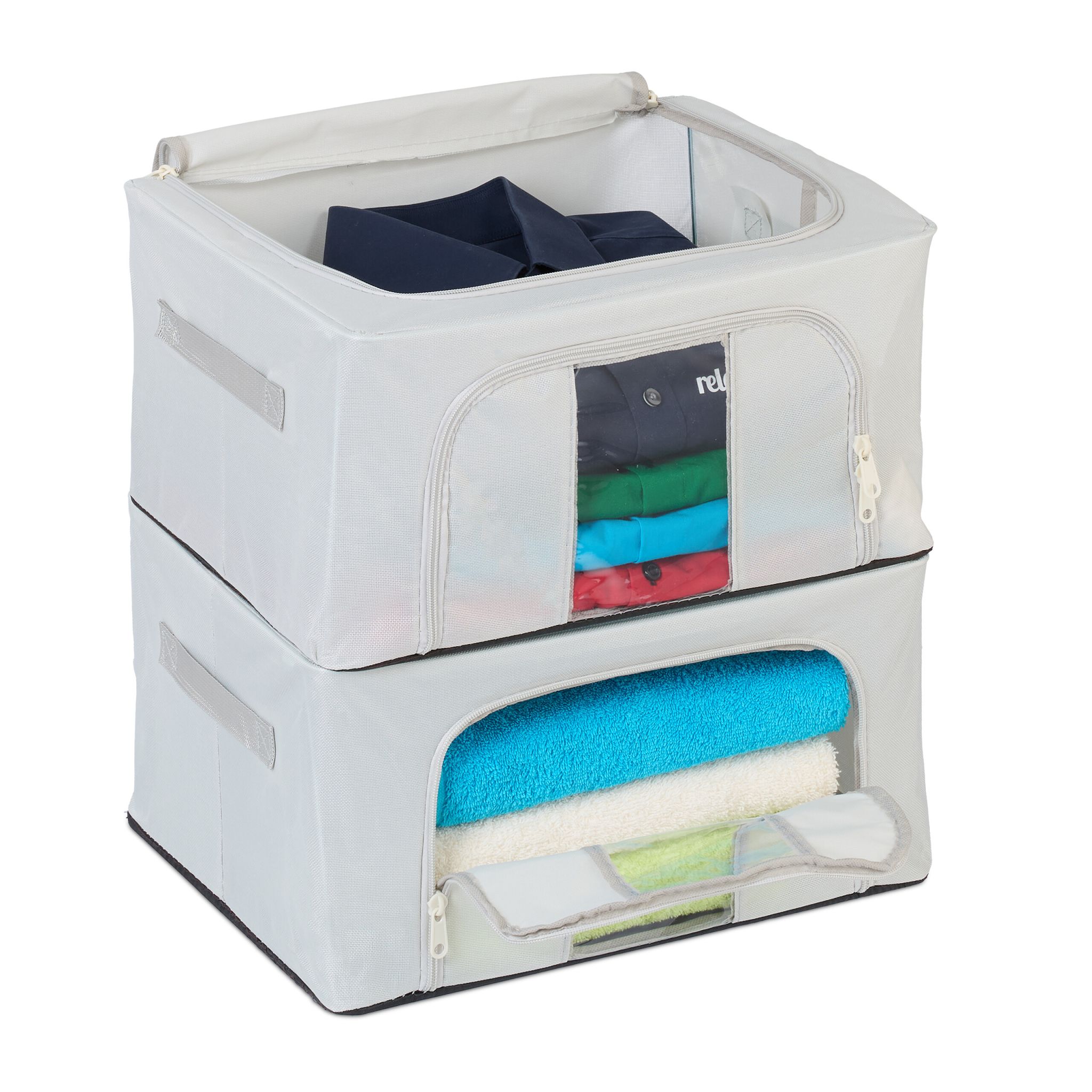 Aufbewahrungstasche 2er-Set Transparent-Grau
