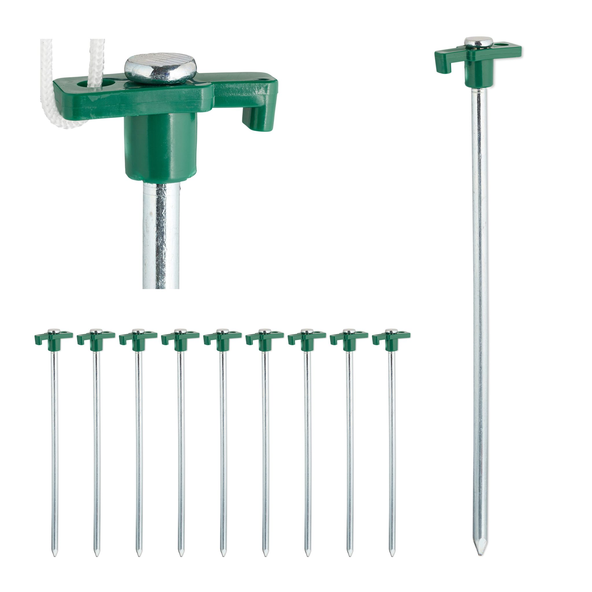 Felsbodenhering 10er-Set Dunkelgrün-Silber