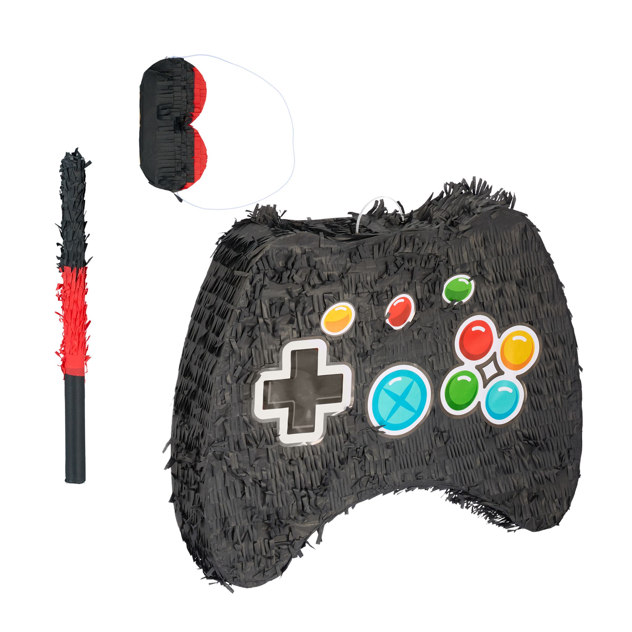 Pinata Controller mit Stab und Maske Blau-Rot-Schwarz
