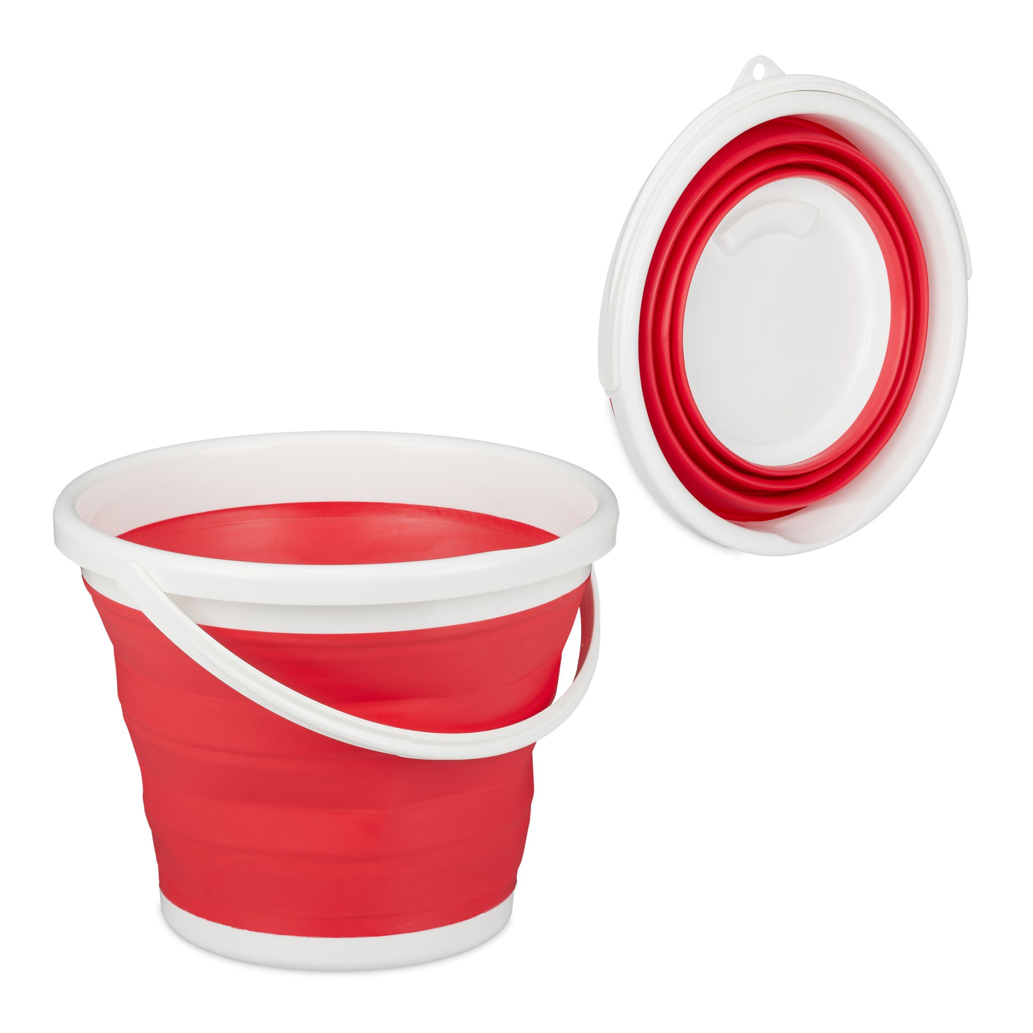 Faltbarer Eimer 10 Liter Weiss-Rot