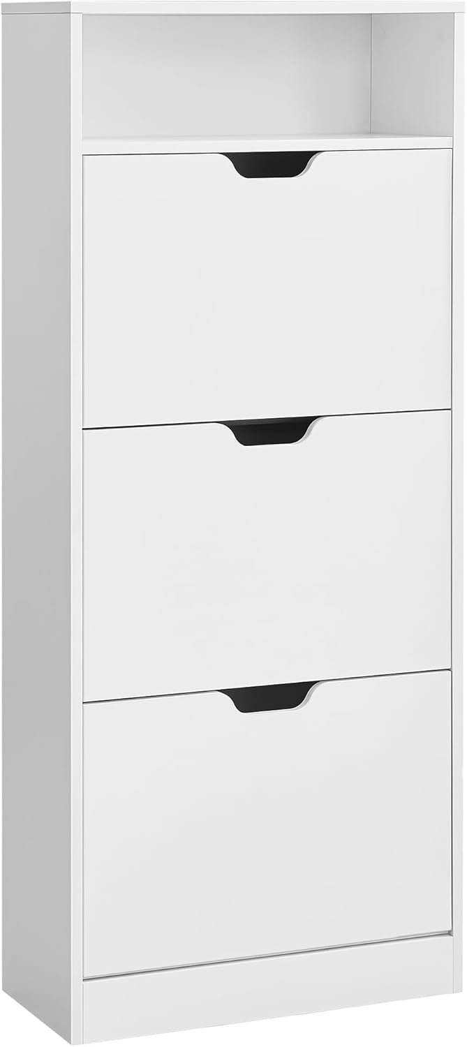 Schuhschrank 3-Fächer Weiss Holz