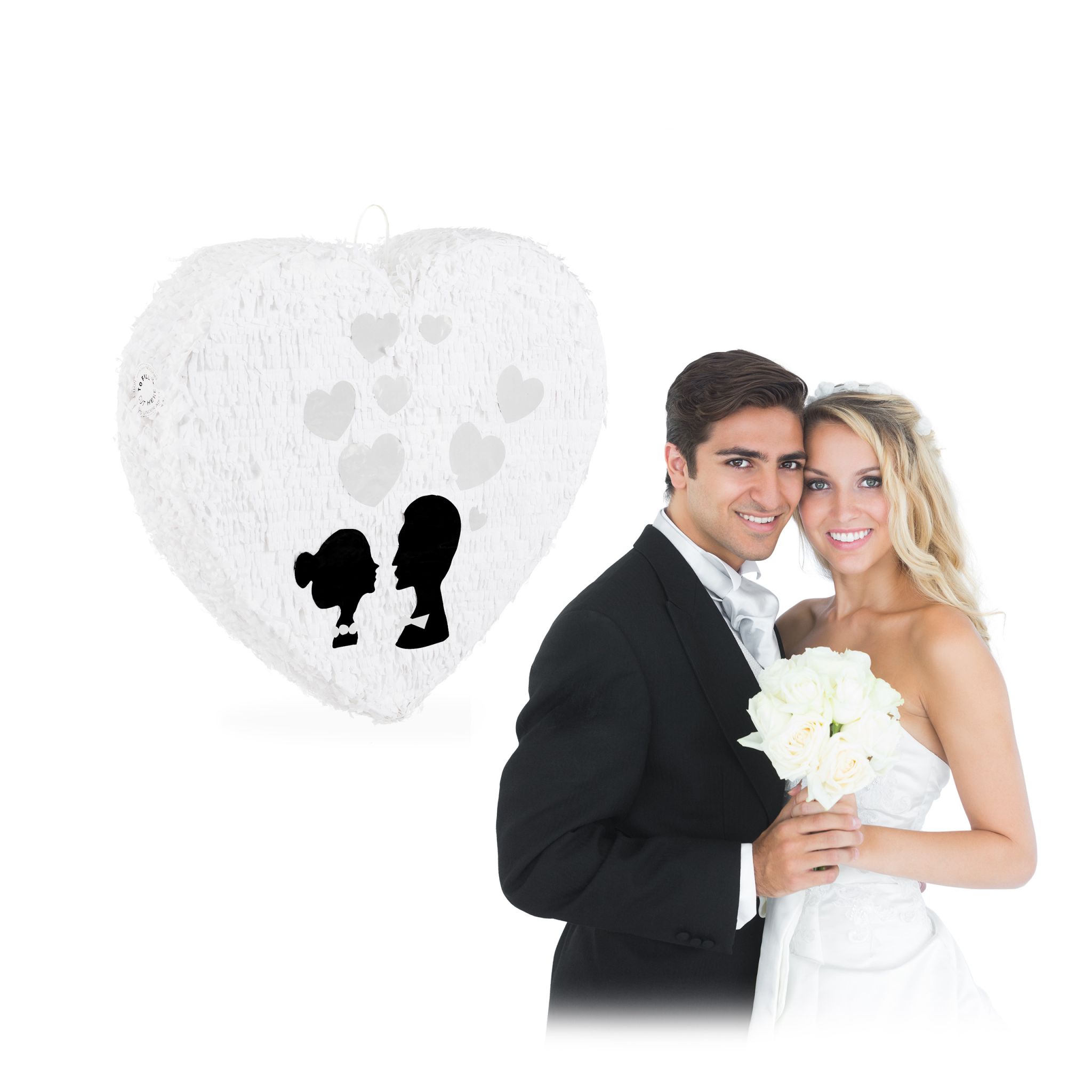 Pinata Hochzeit Weiss-Schwarz