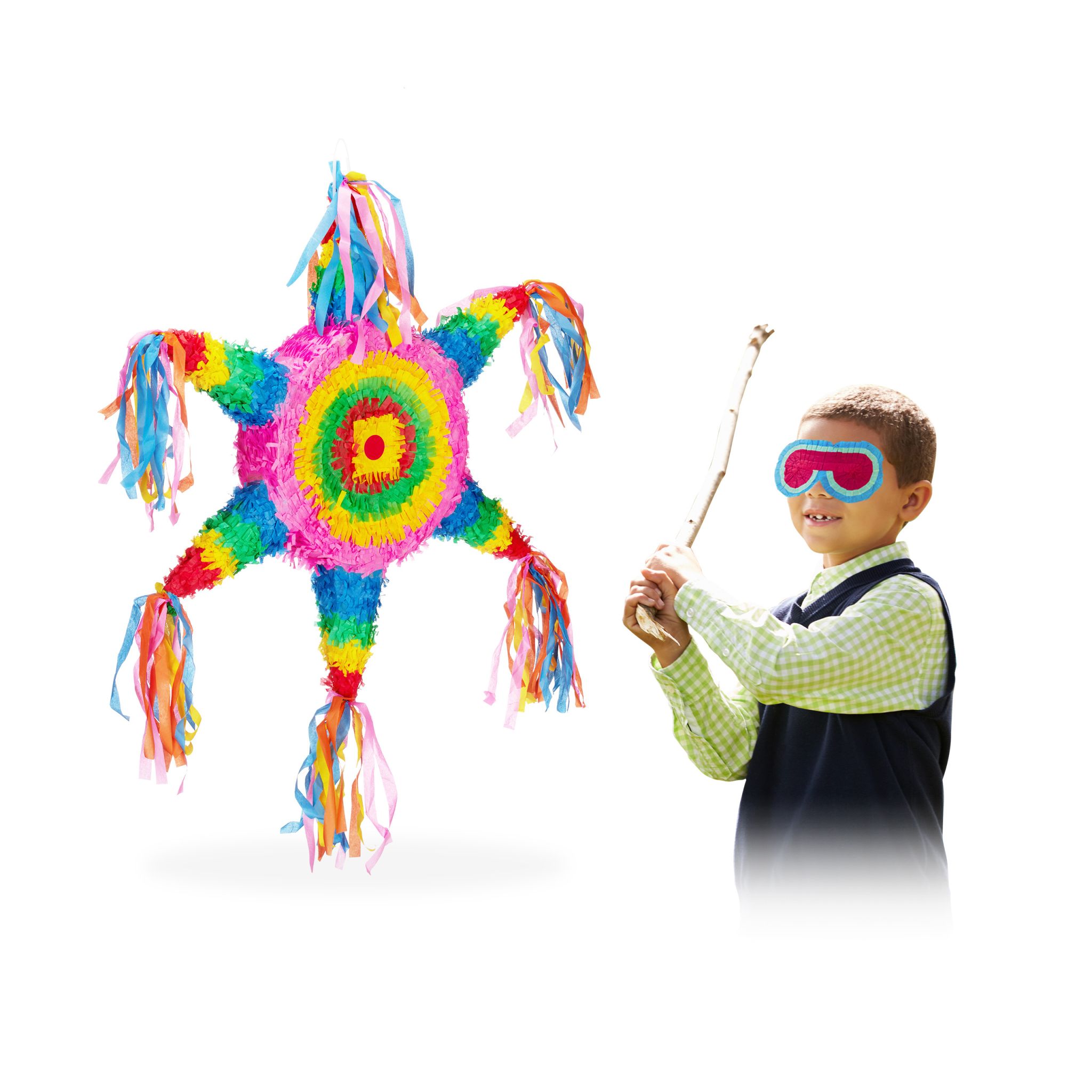 Pinata Stern bunt Blau-Pink-Rot