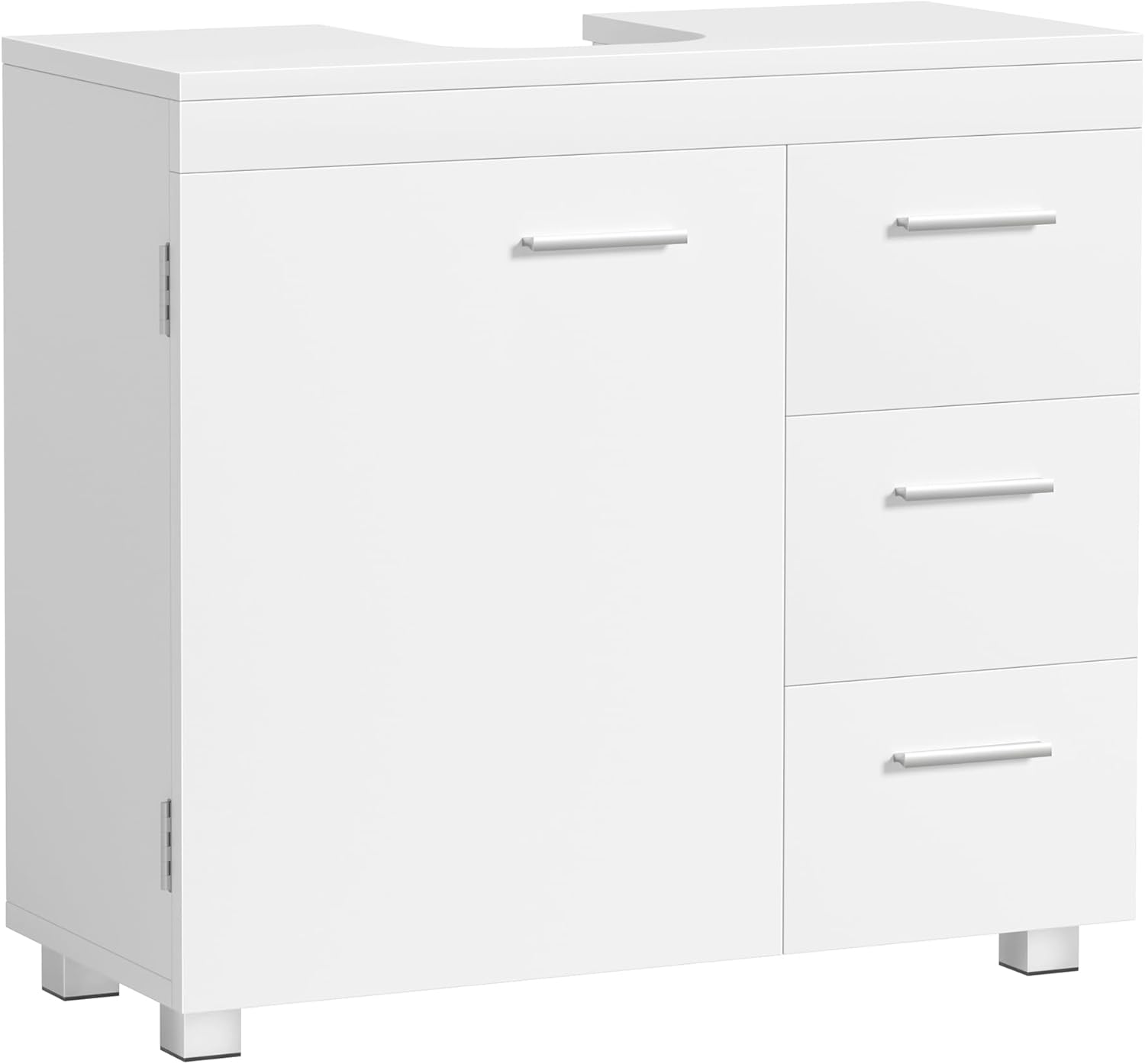 Badezimmerschrank Waschbeckenunterschrank 3 Schubladen weiss Holz