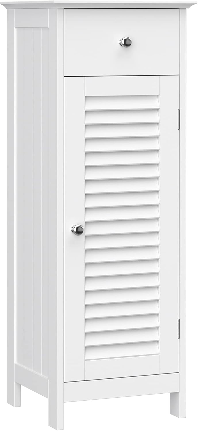 Badezimmerschrank mit Schublade Lamellentür Weiss