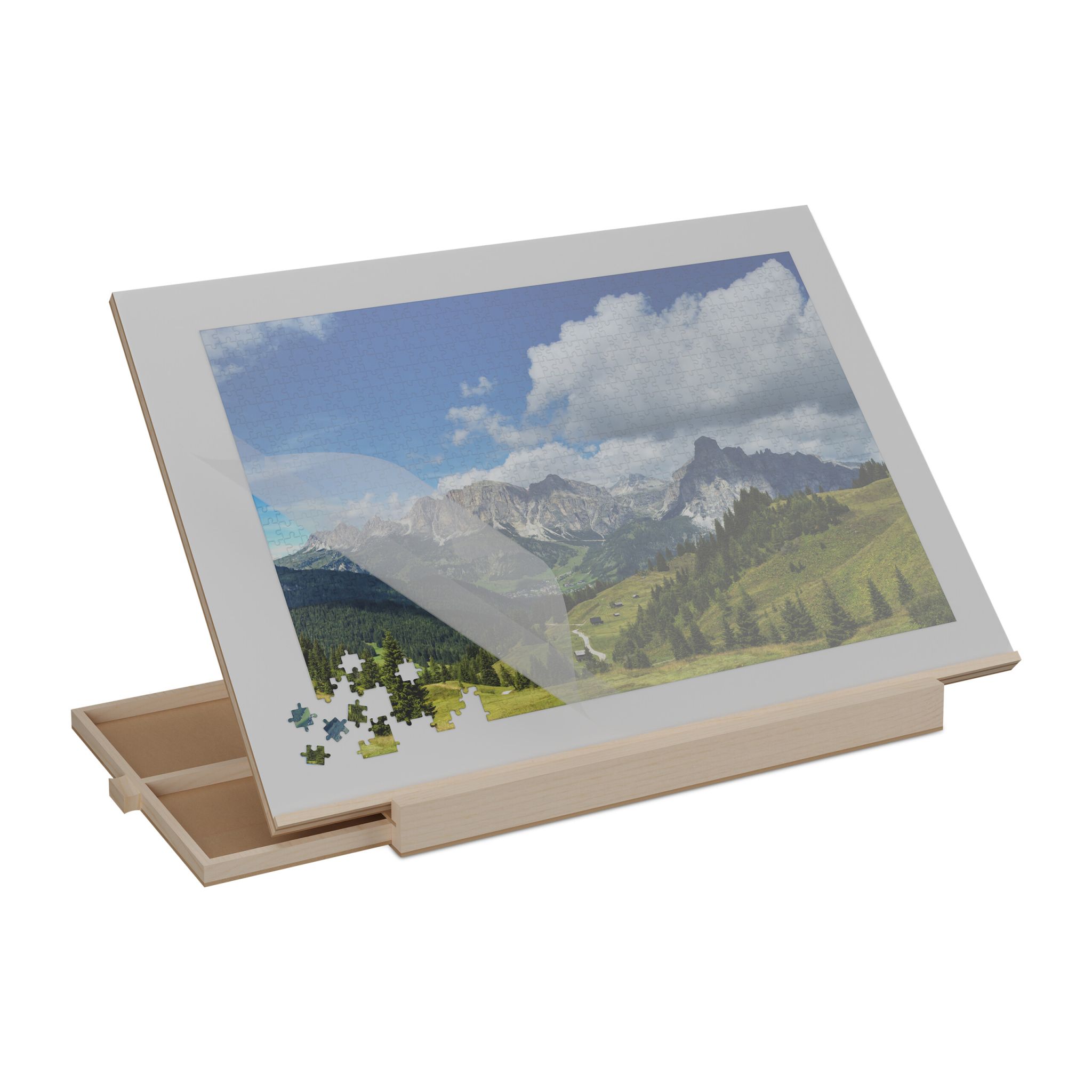 Neigbares Puzzlebrett bis 1000 Teile Hellbraun-Grau