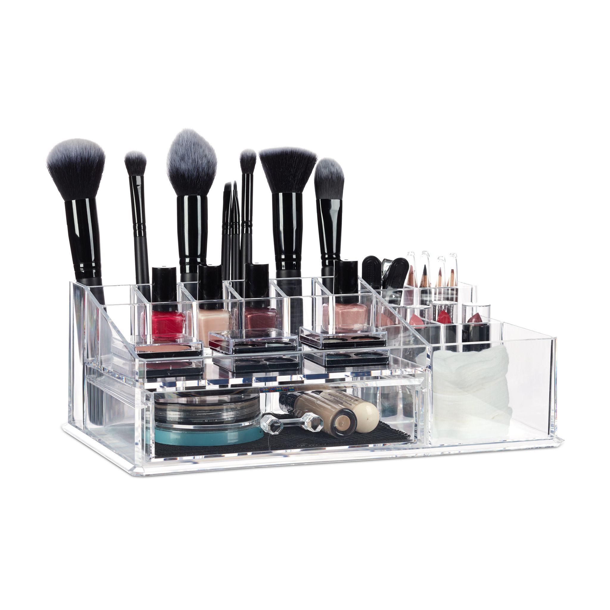 Make Up Organizer 16 Fächer Schwarz-Transparent
