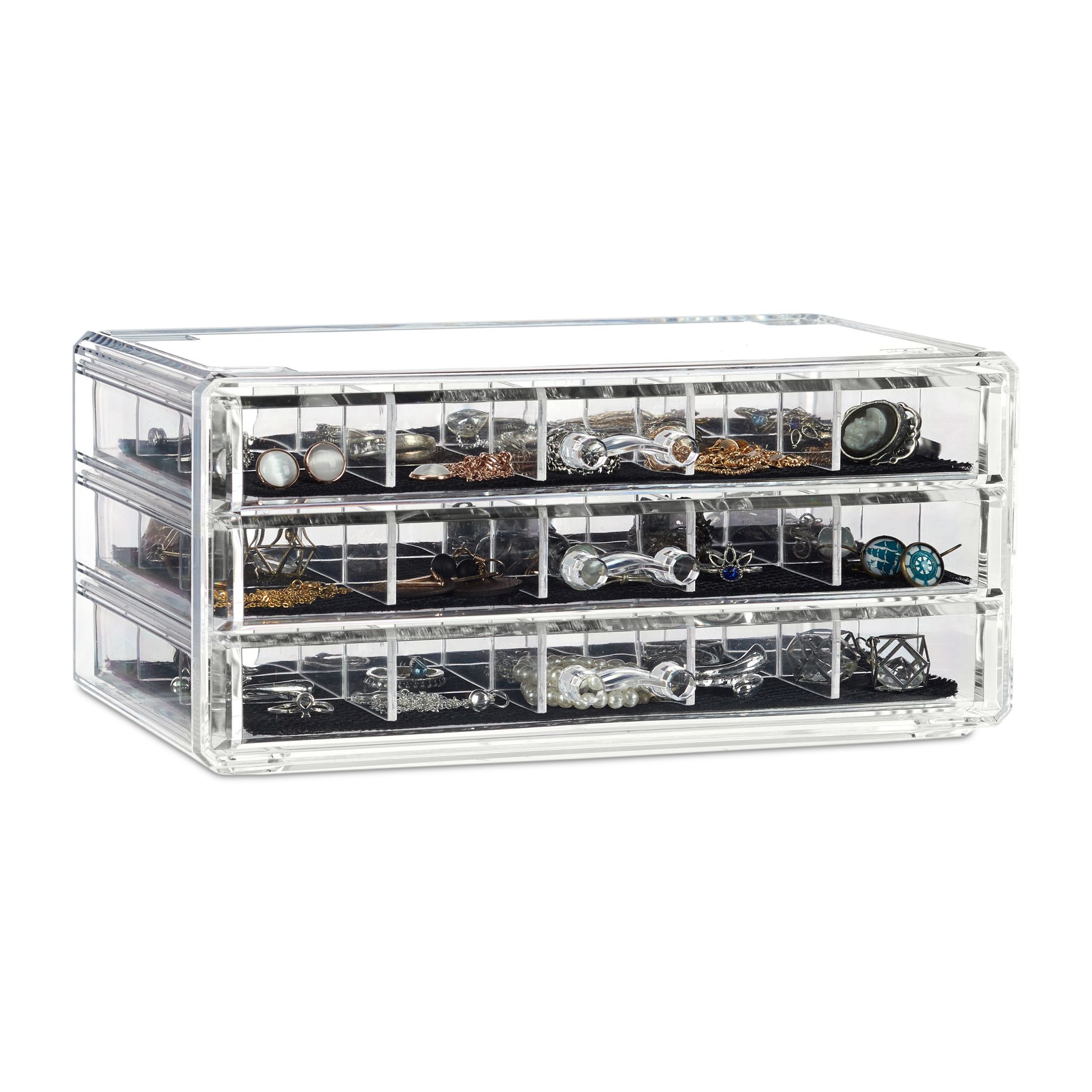 Make up Organizer mit Schubladen Schwarz-Transparent