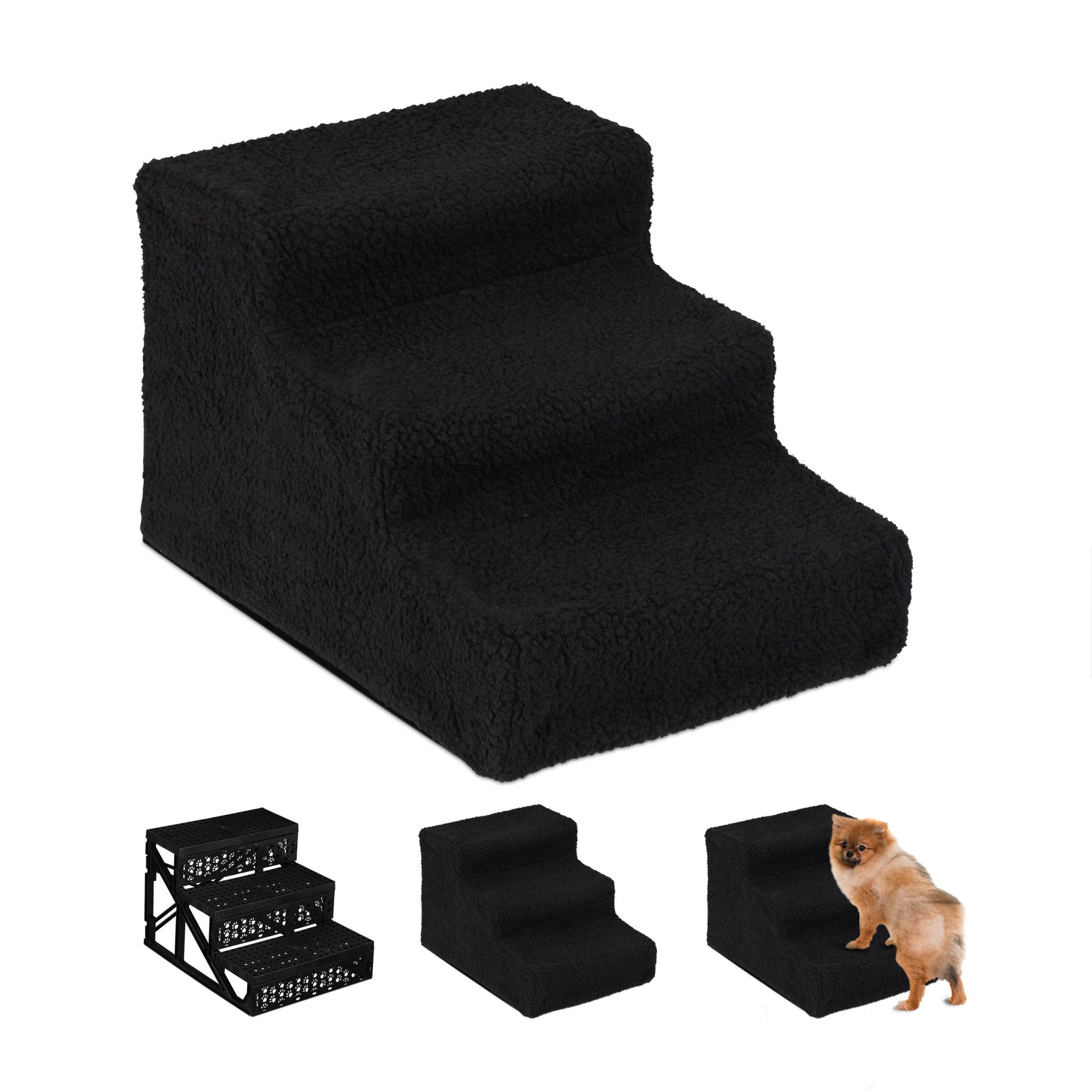 Hundetreppe 3 Stufen Schwarz
