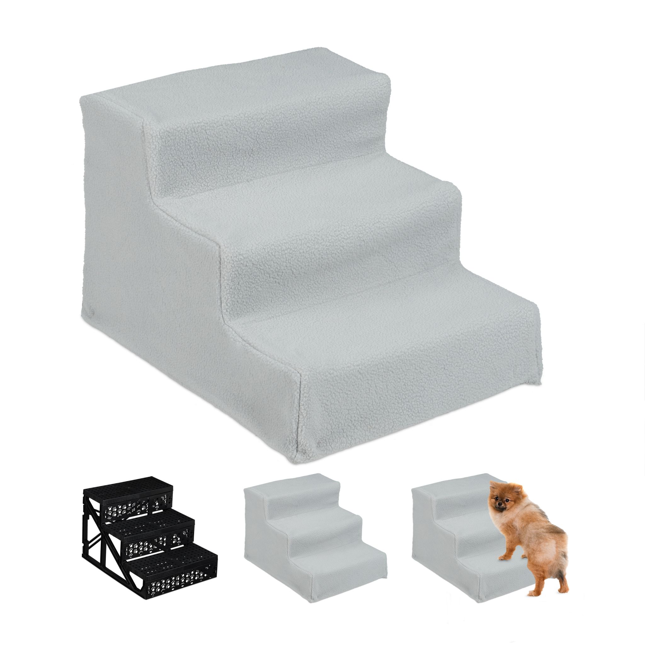 Hundetreppe 3 Stufen Grau