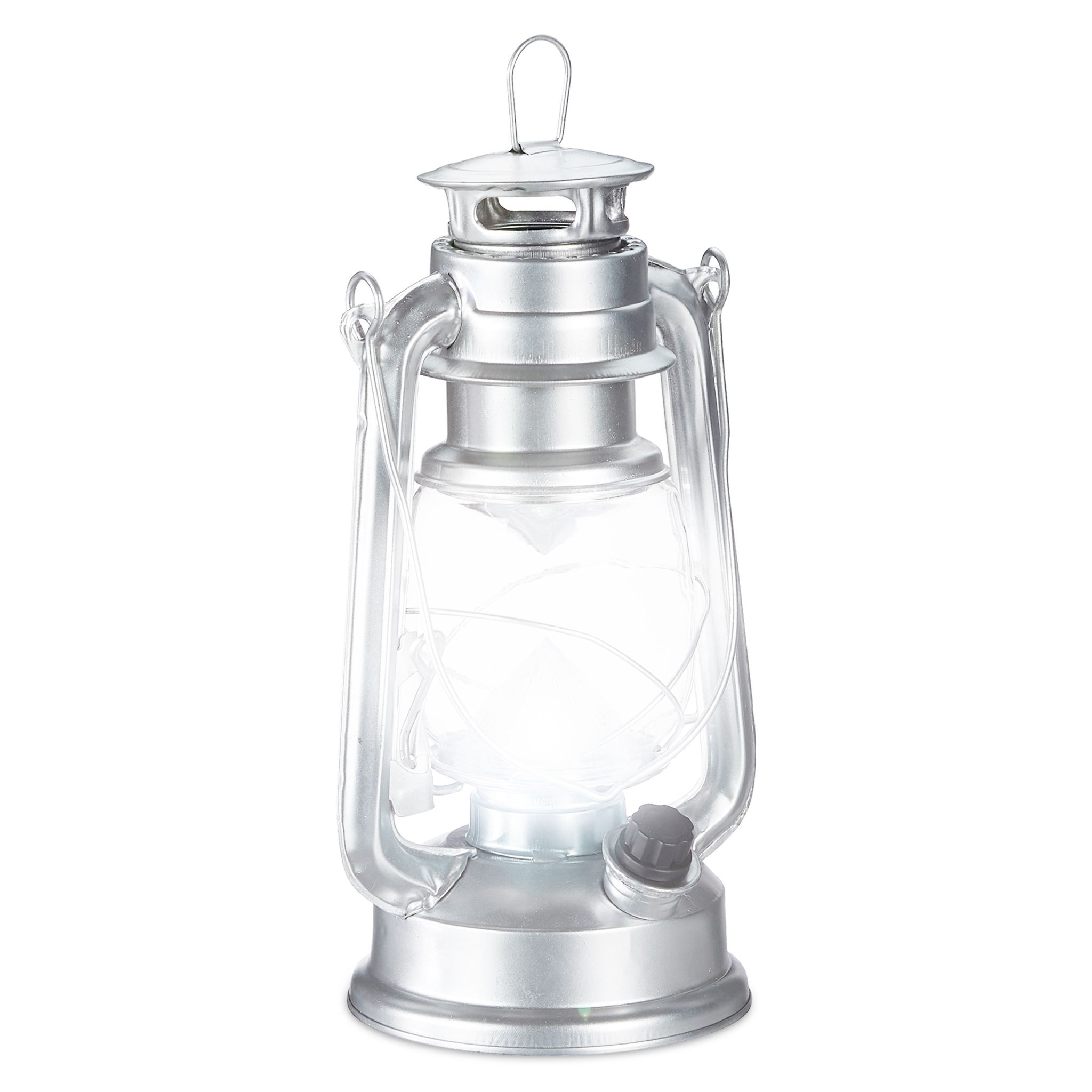 Sturmlaterne LED Silber-Transparent