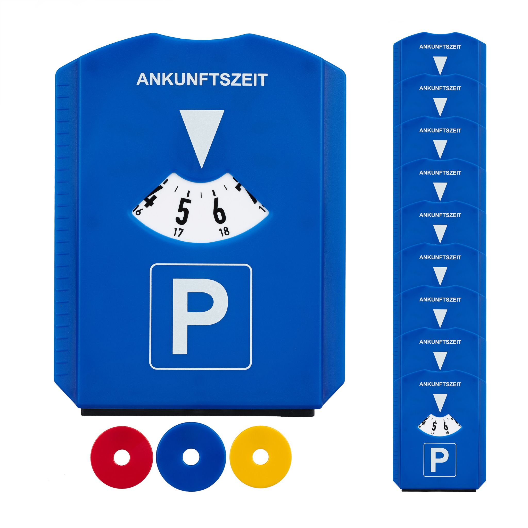 Parkscheibe mit Eiskratzer 10er-Set Weiss-Blau-Rot