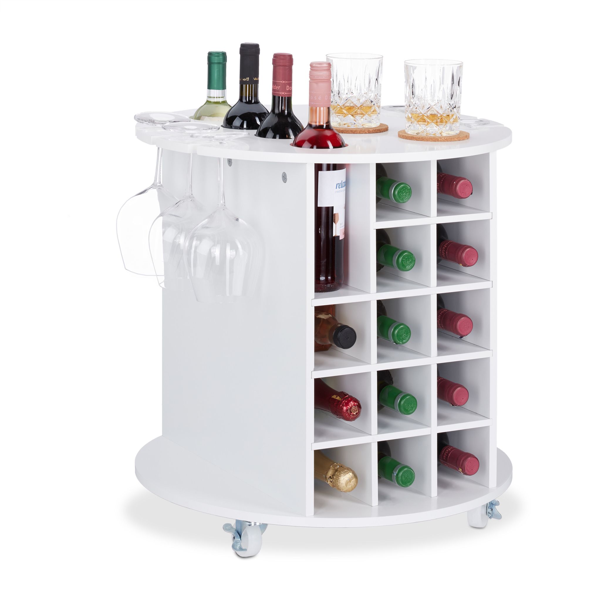 Weinregal auf Rollen Weiss