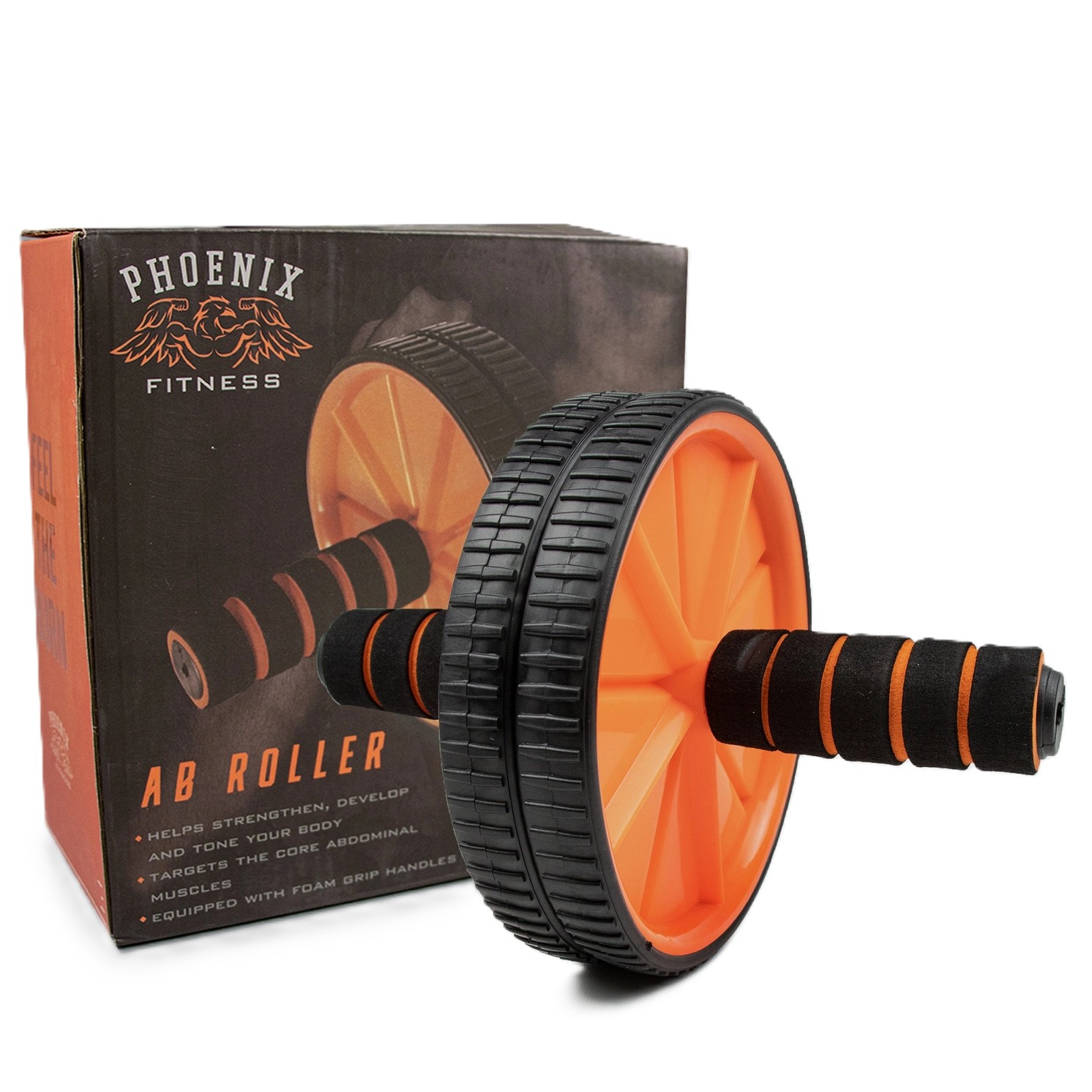 Abdominal Roller Mit Verstellbarem Doppelrad Schwarz-Orange