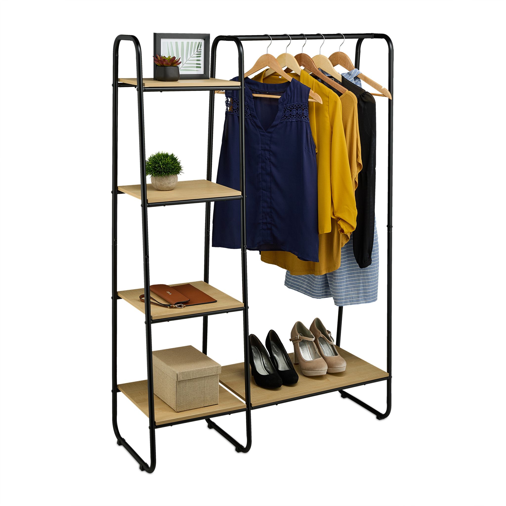 Garderobe mit Regal Hellbraun-Schwarz