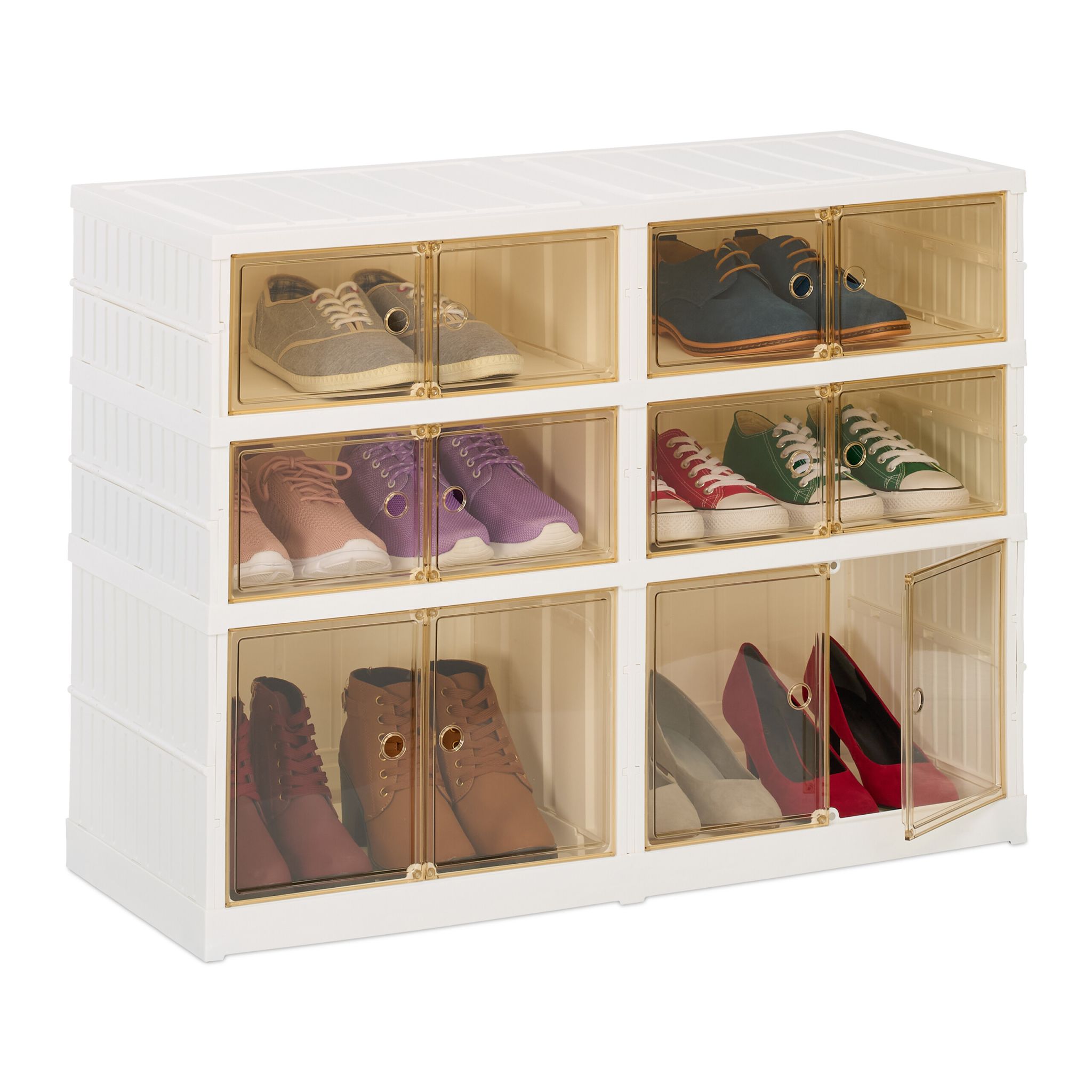 Faltbarer Schuhschrank Weiss-Hellbraun