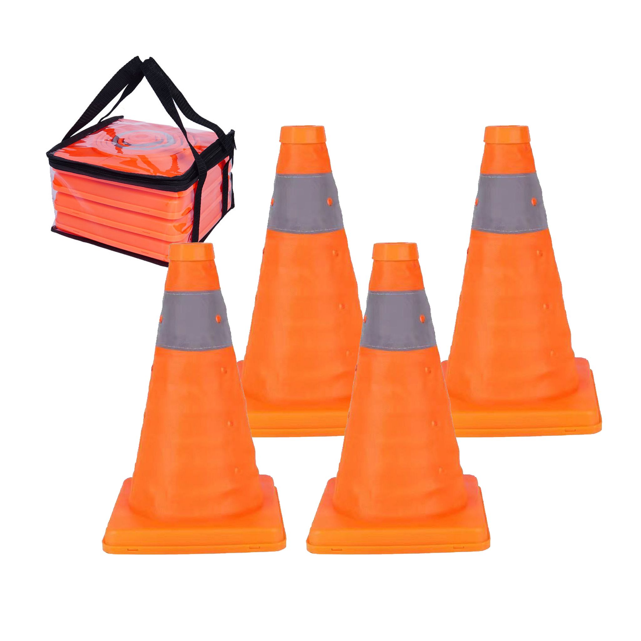 Faltbare Pylonen 4er-Set Orange-Silber
