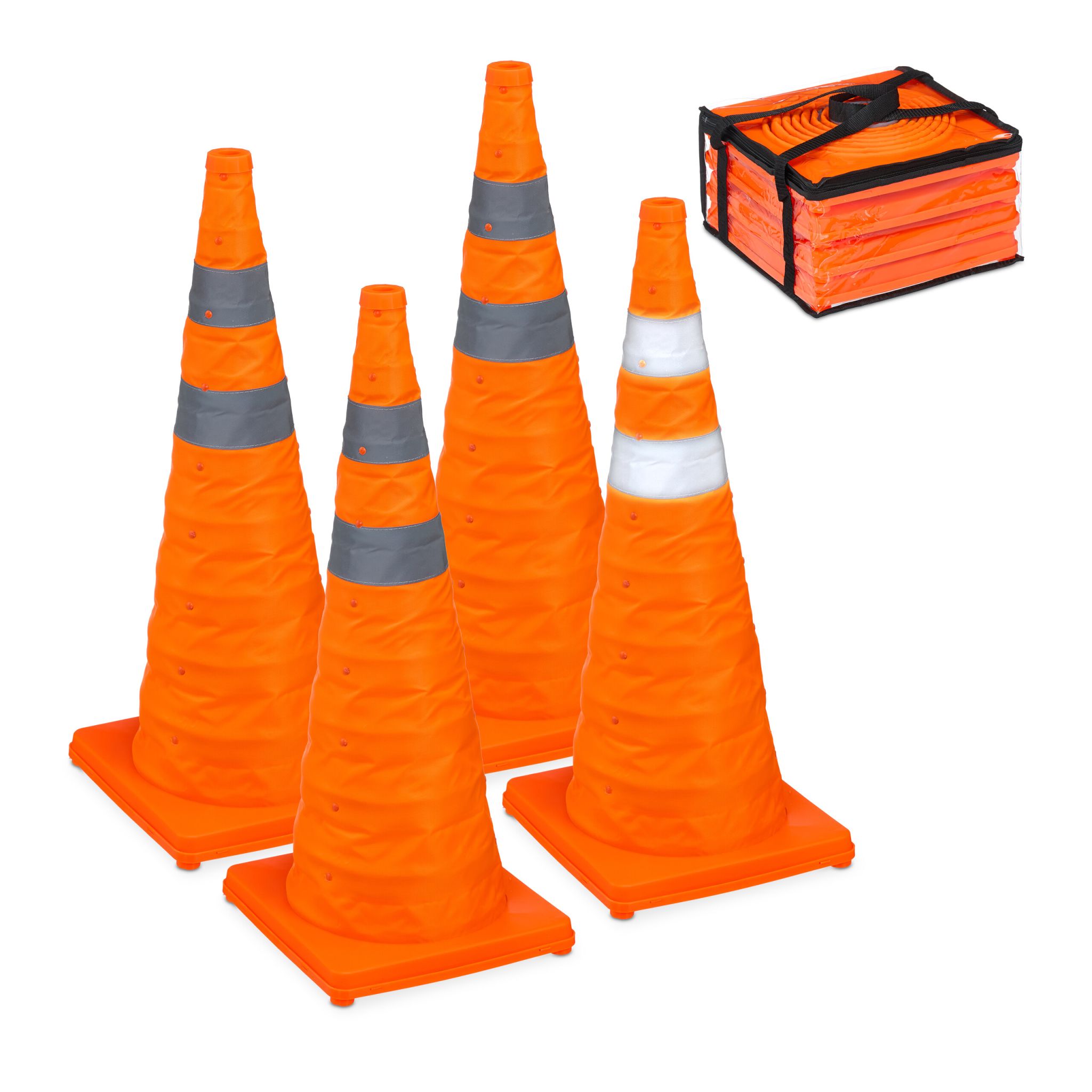 Faltbare Pylonen 70cm 4er-Set Orange-Silber