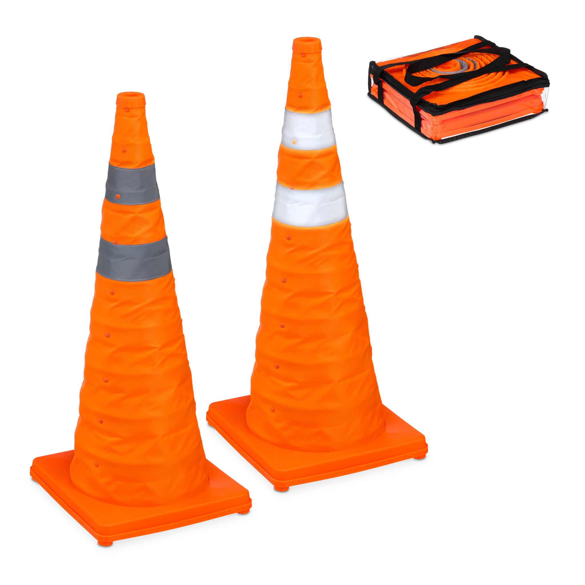 Faltbare Pylonen 70cm 2er-Set Orange-Silber