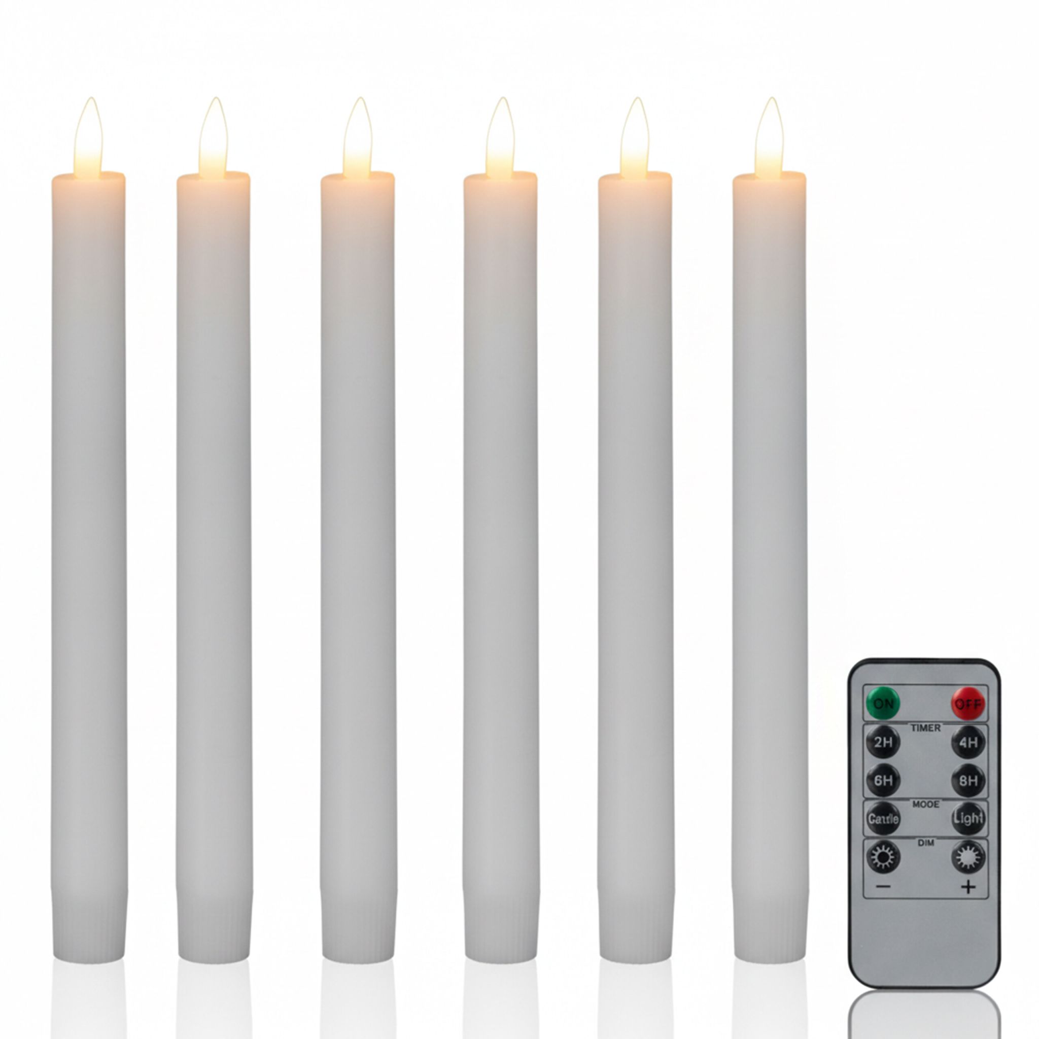 LED Stabkerzen mit Timer 6er-Set Weiss