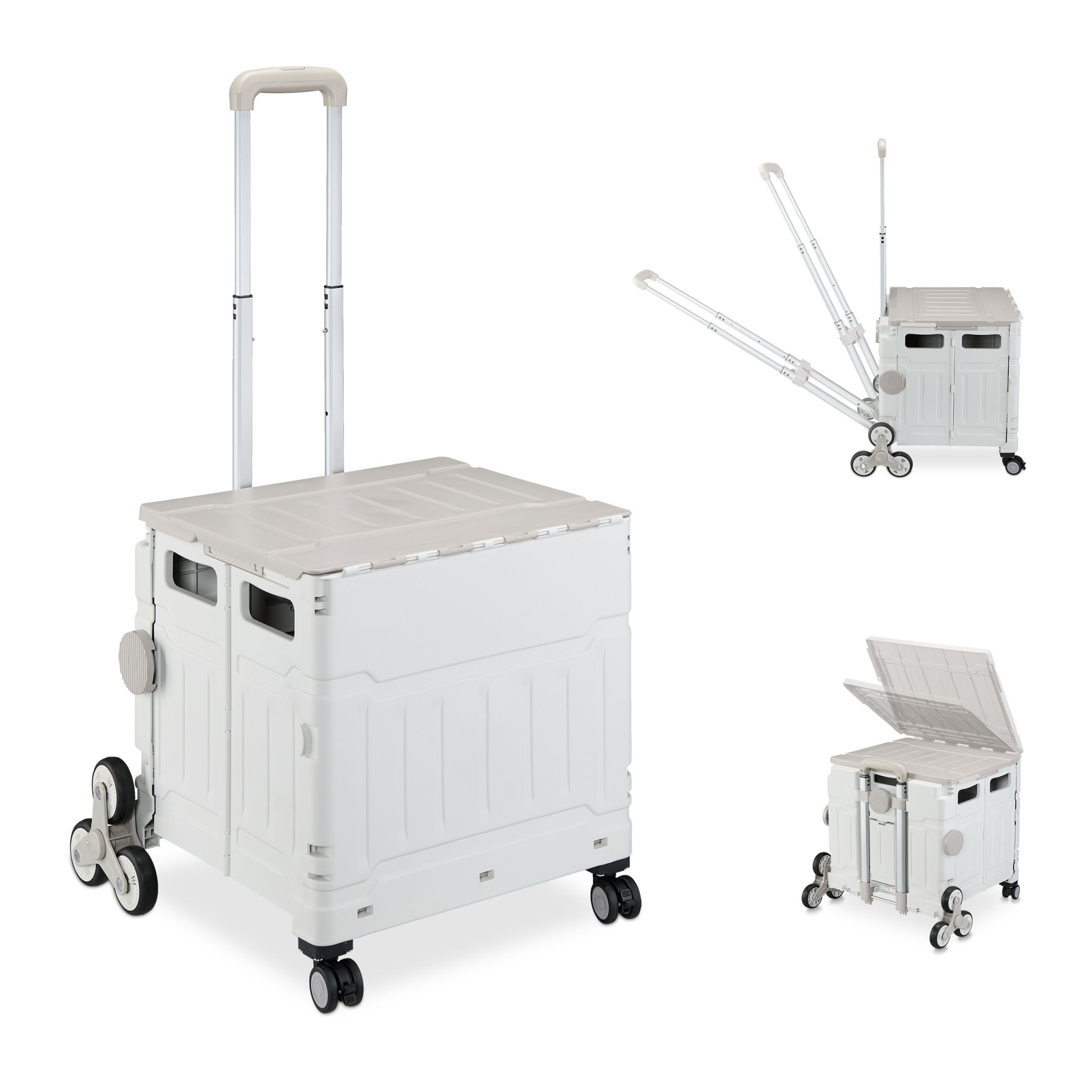 Einkaufstrolley Treppensteiger Weiss-Silber-Grau