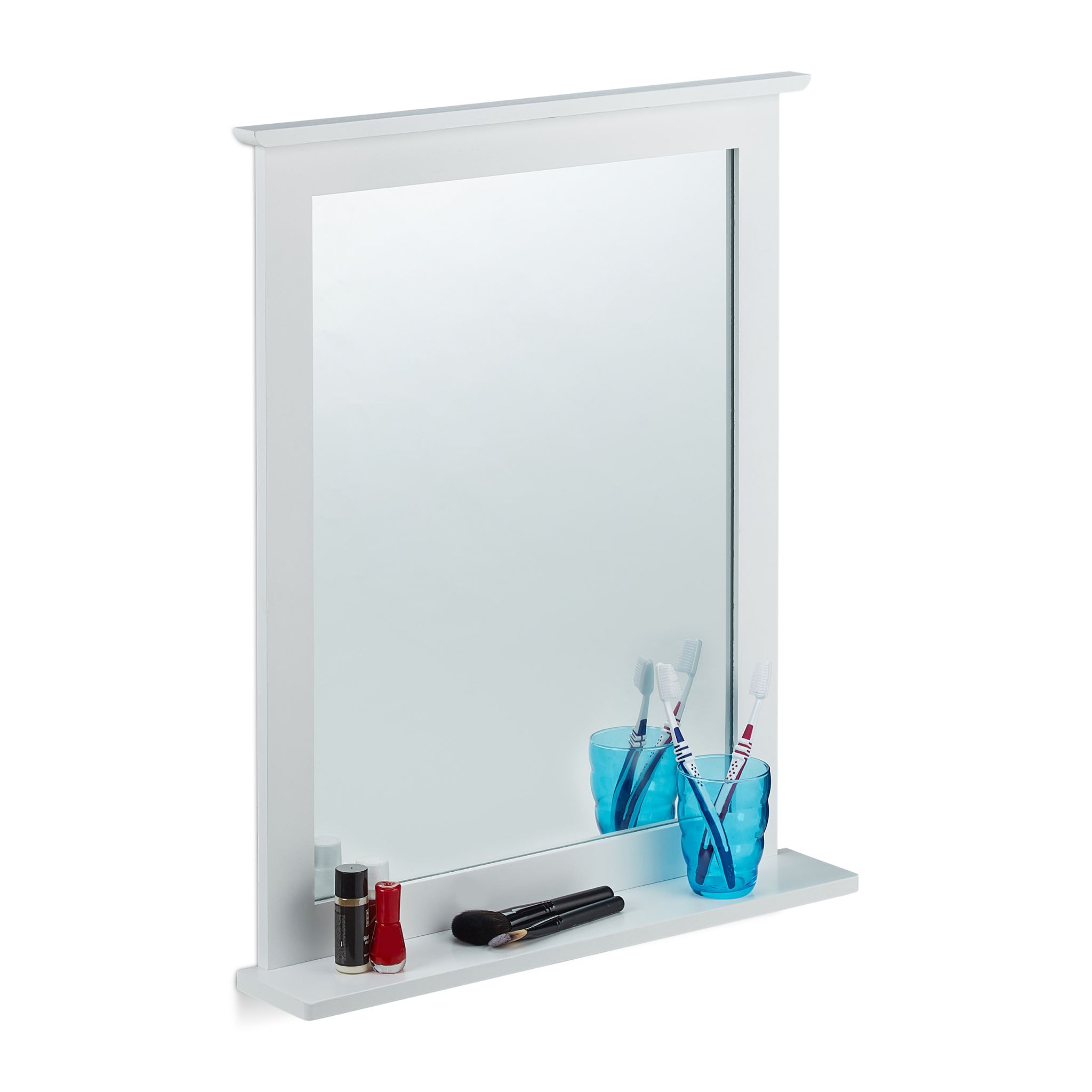 Wandspiegel Bambus in Weiss Weiss-Silber