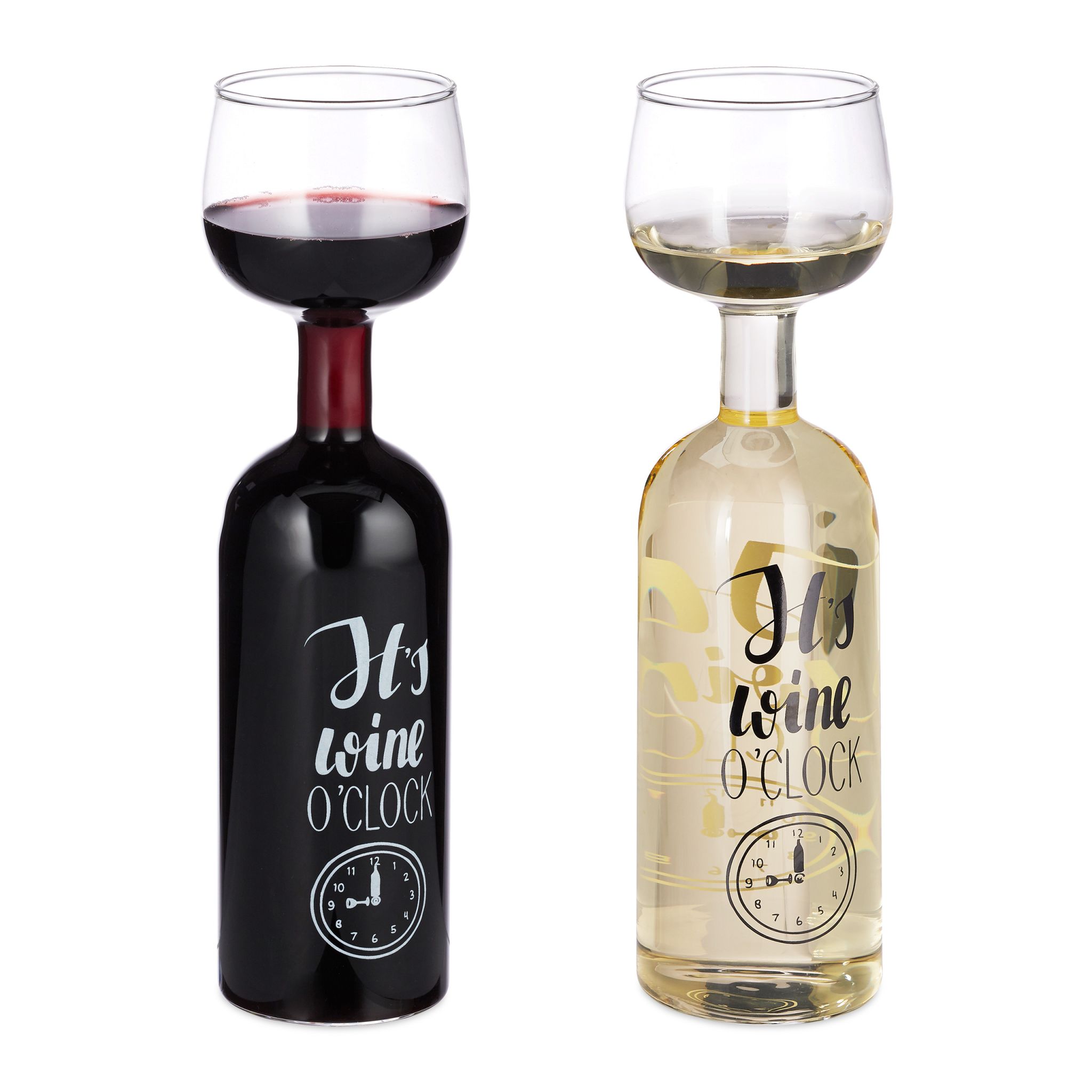 Weinflasche Glas Aufsatz 750ml Weiss-Schwarz-Transparent