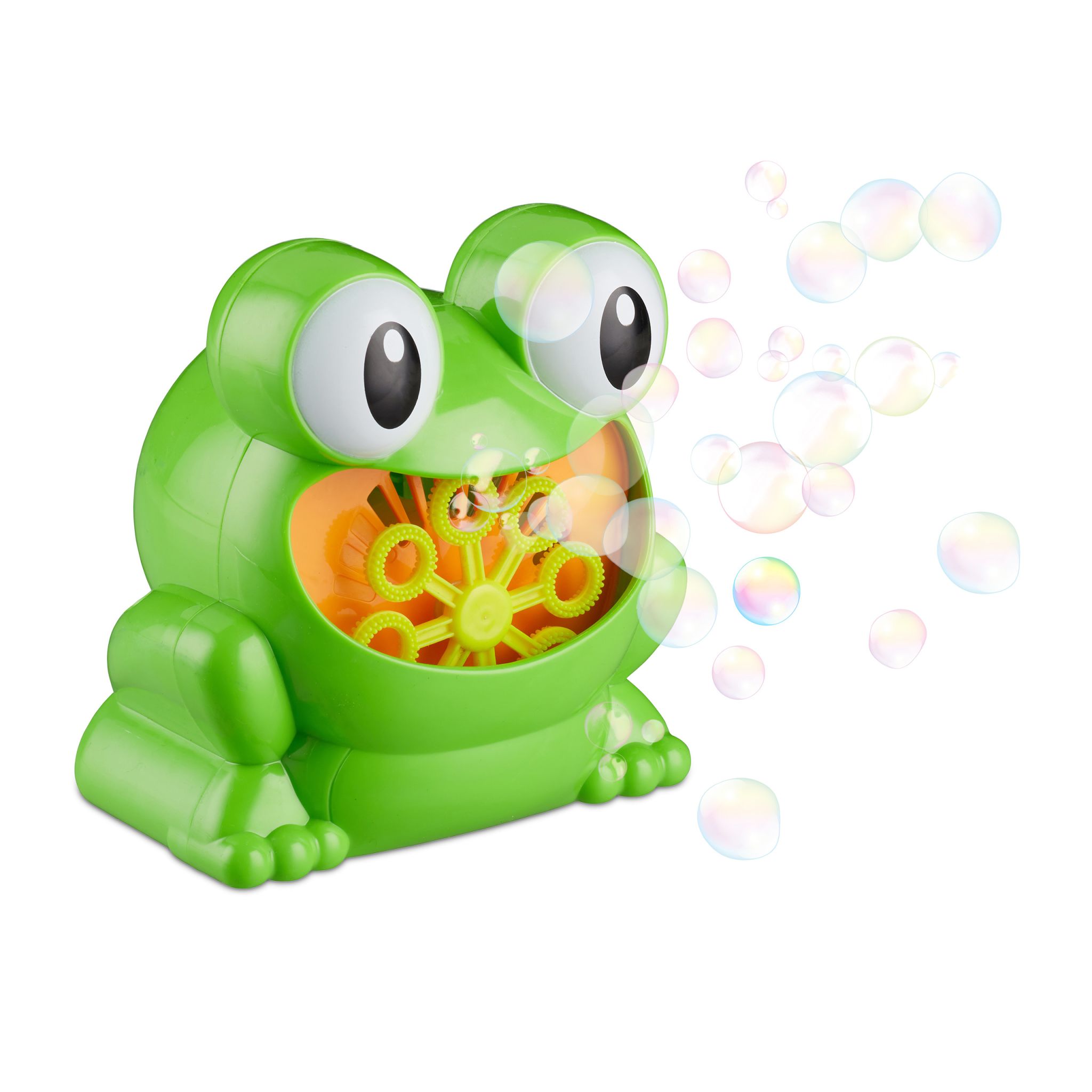 Seifenblasenmaschine Frosch 13cm Weiss-Grün-Orange