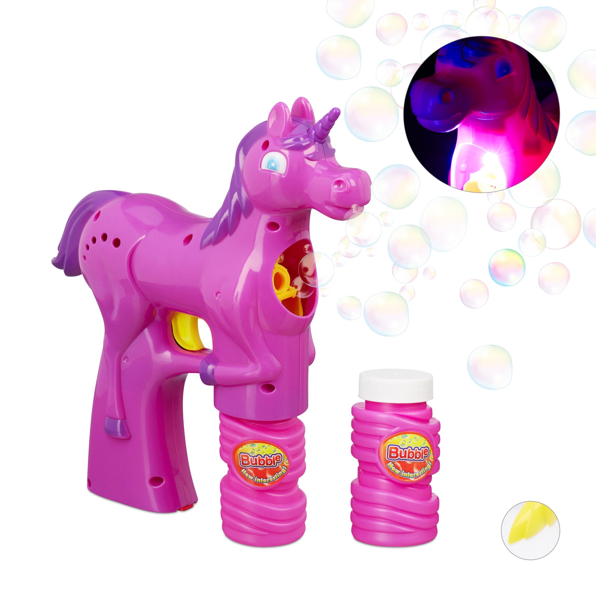 Einhorn Seifenblasenpistole Gelb-Lila-Pink