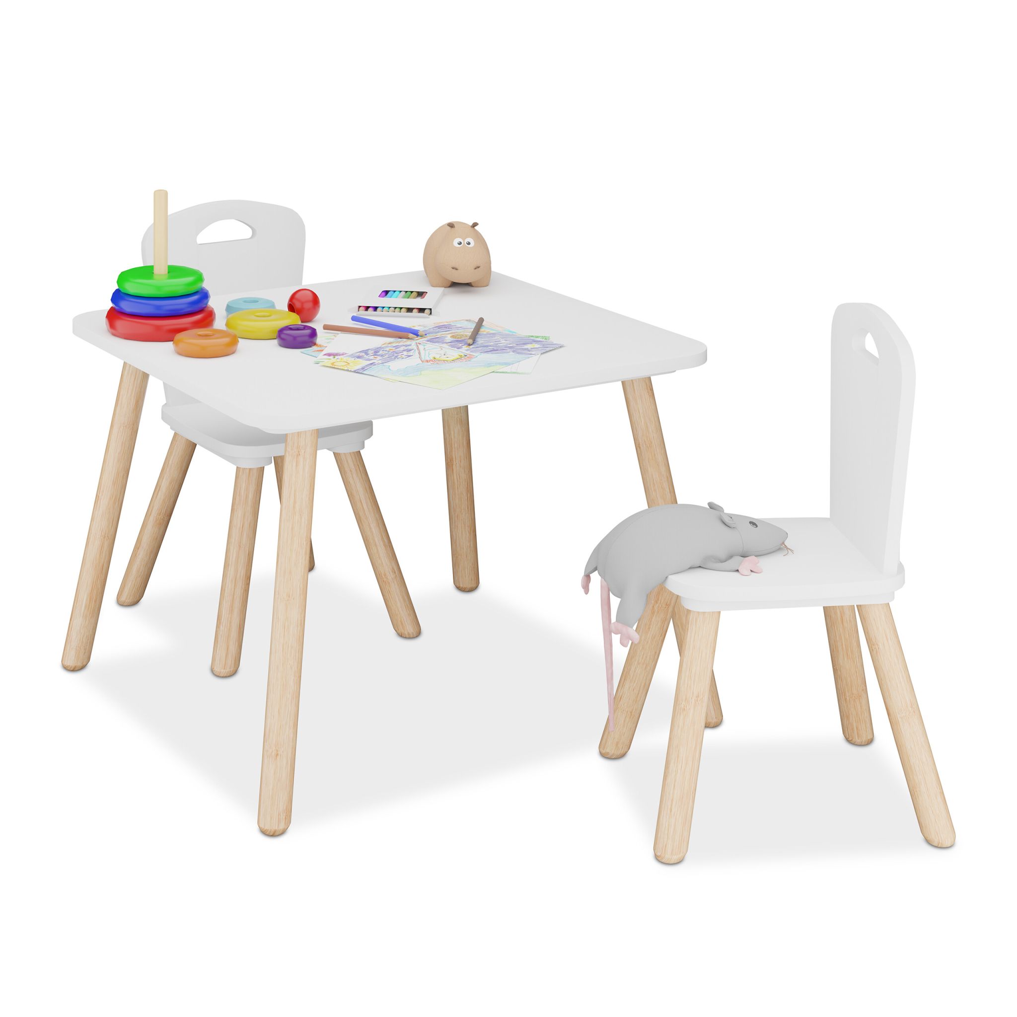 Kindersitzgruppe 3tlg. Weiss-Hellbraun