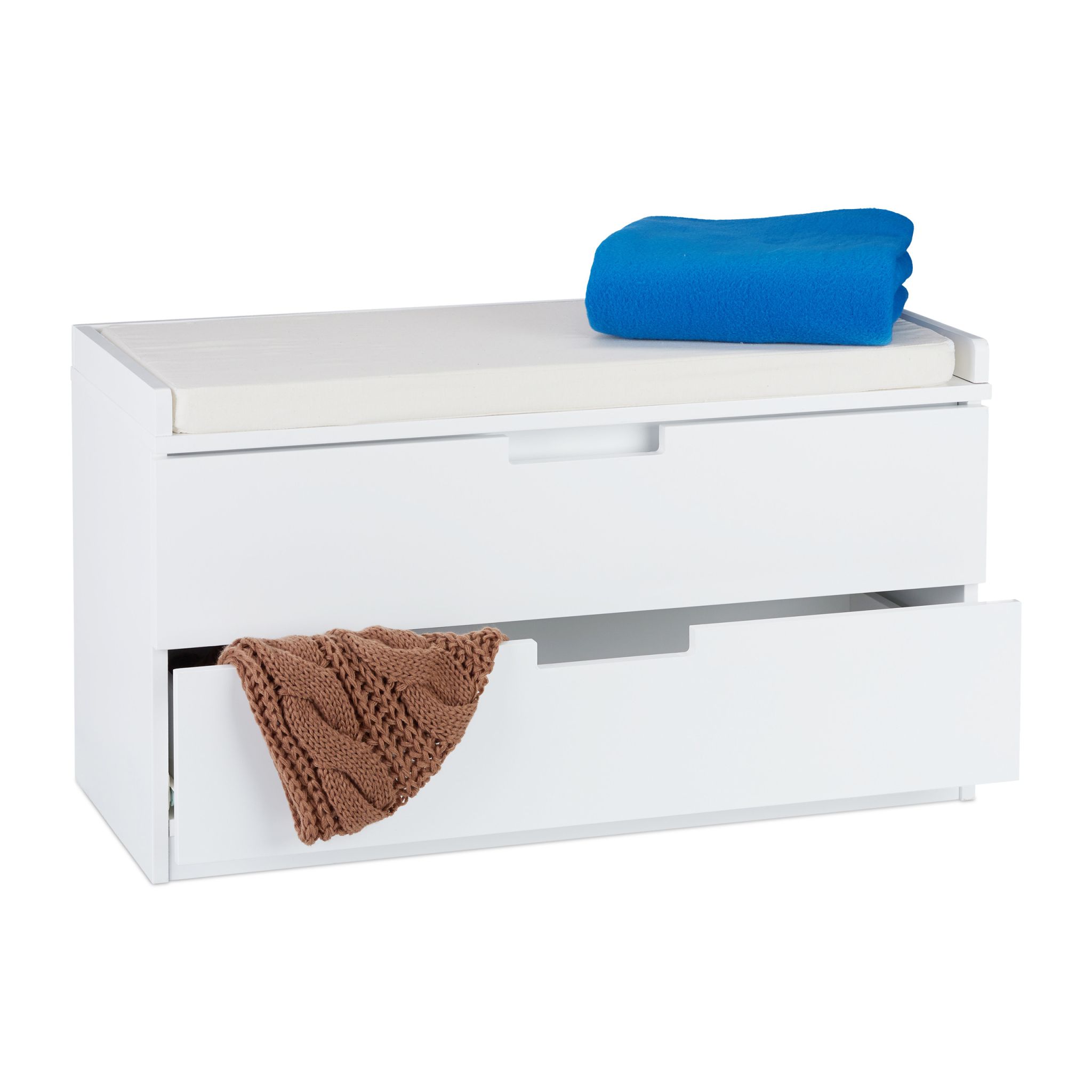 Sitzkommode mit 2 Schubladen Weiss