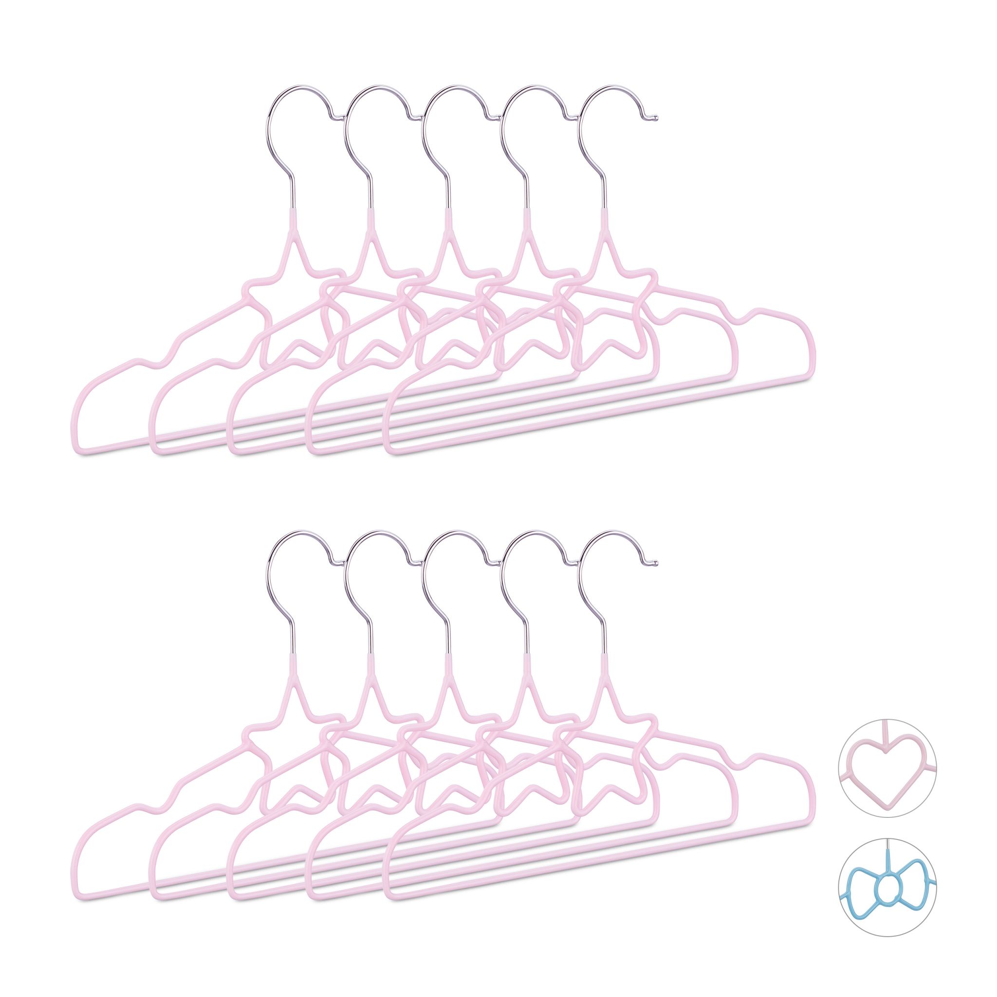 Kinderkleiderbügel 10er-Set Rosa-Silber