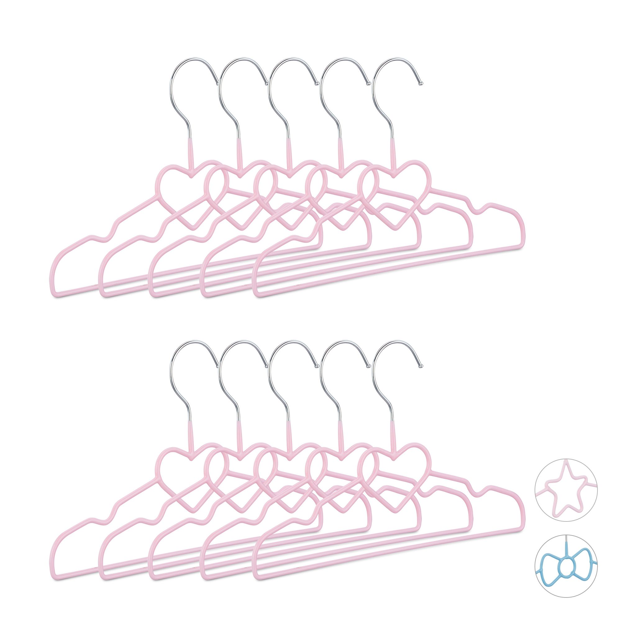 Kinderkleiderbügel 10er-Set Rosa-Silber