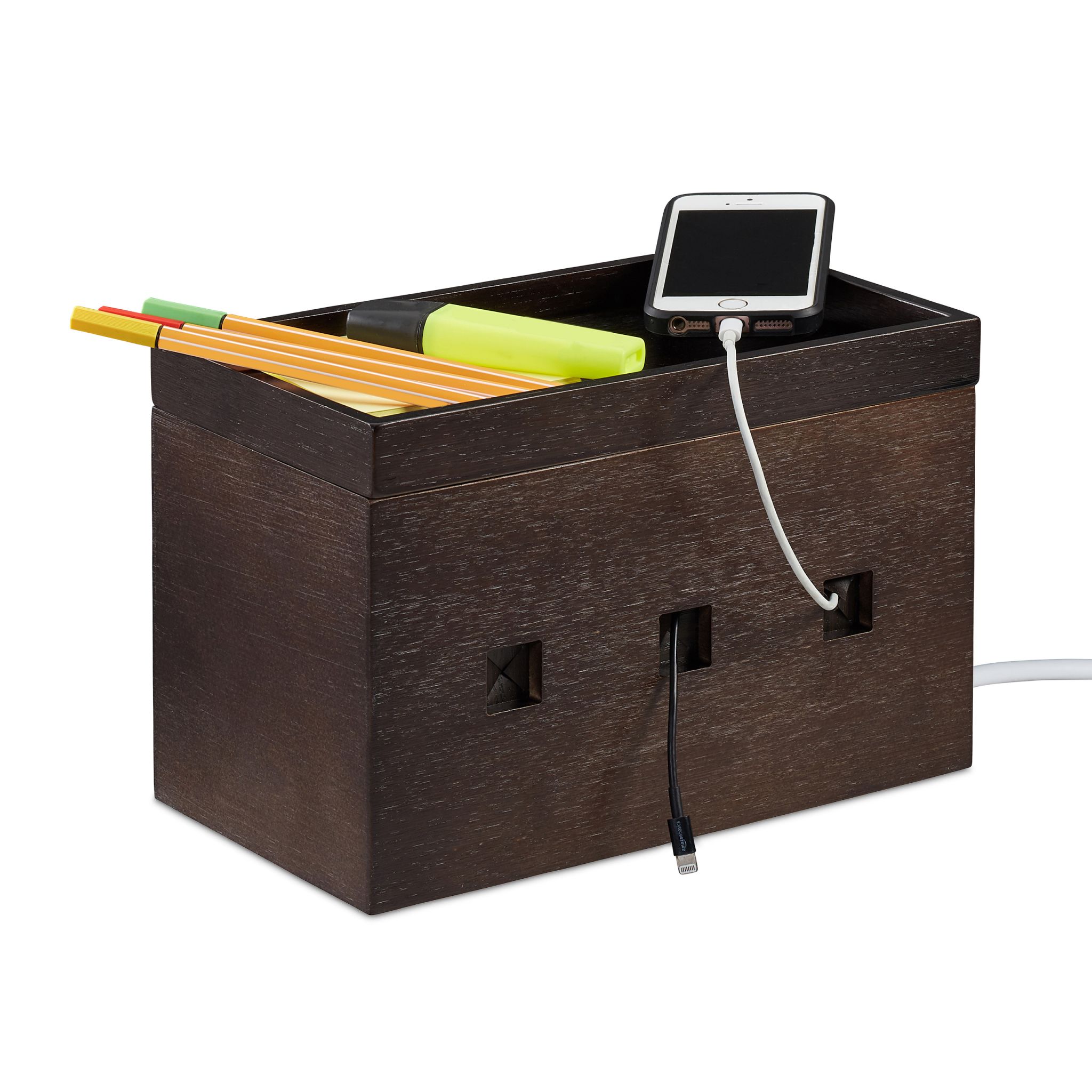 Kabelbox Bambus dunkelbraun Dunkelbraun