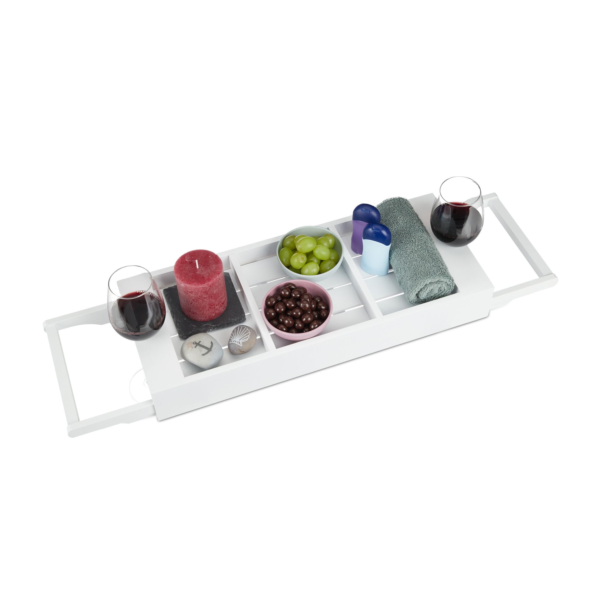 Badewannenablage Weiss ziehbar Weiss-Silber