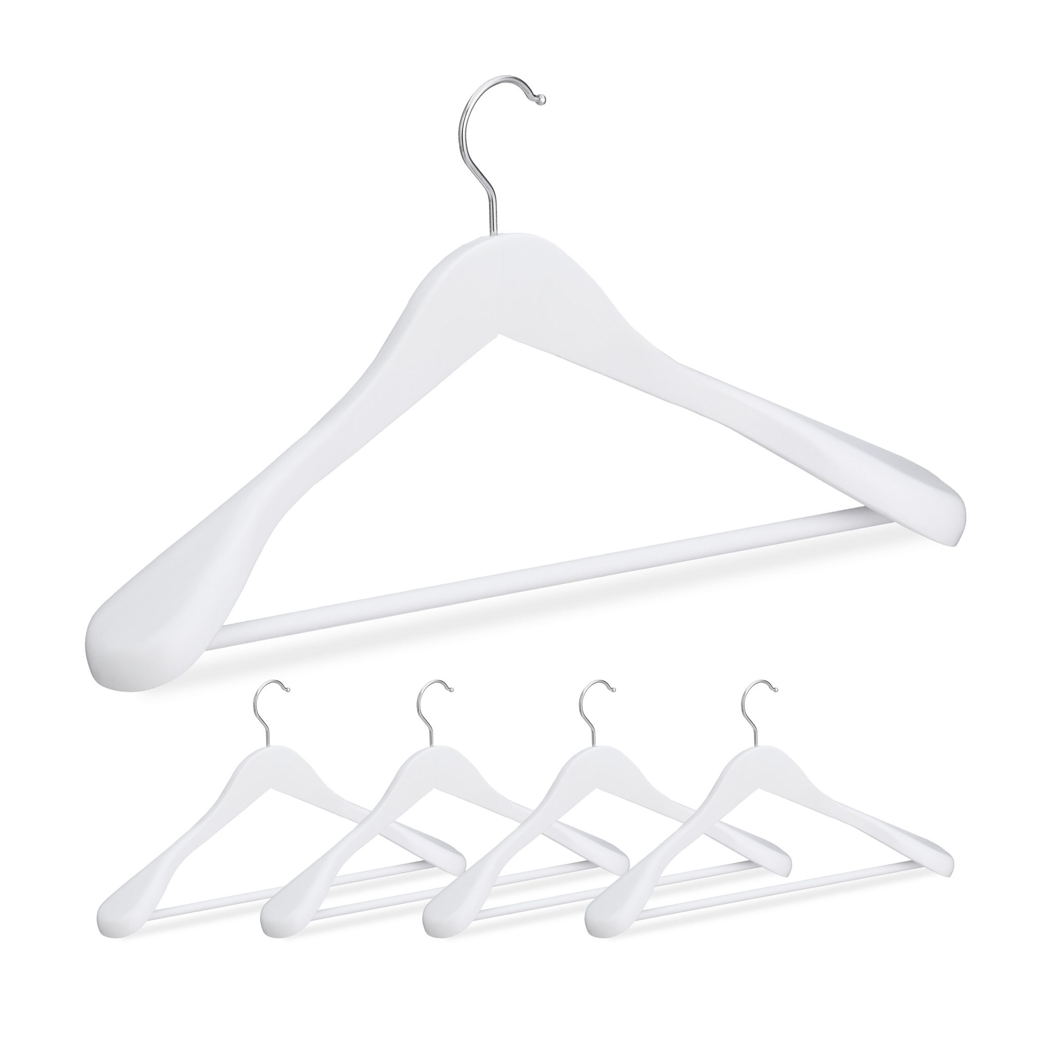 Anzug Kleiderbügel 5er-Set Weiss-Silber
