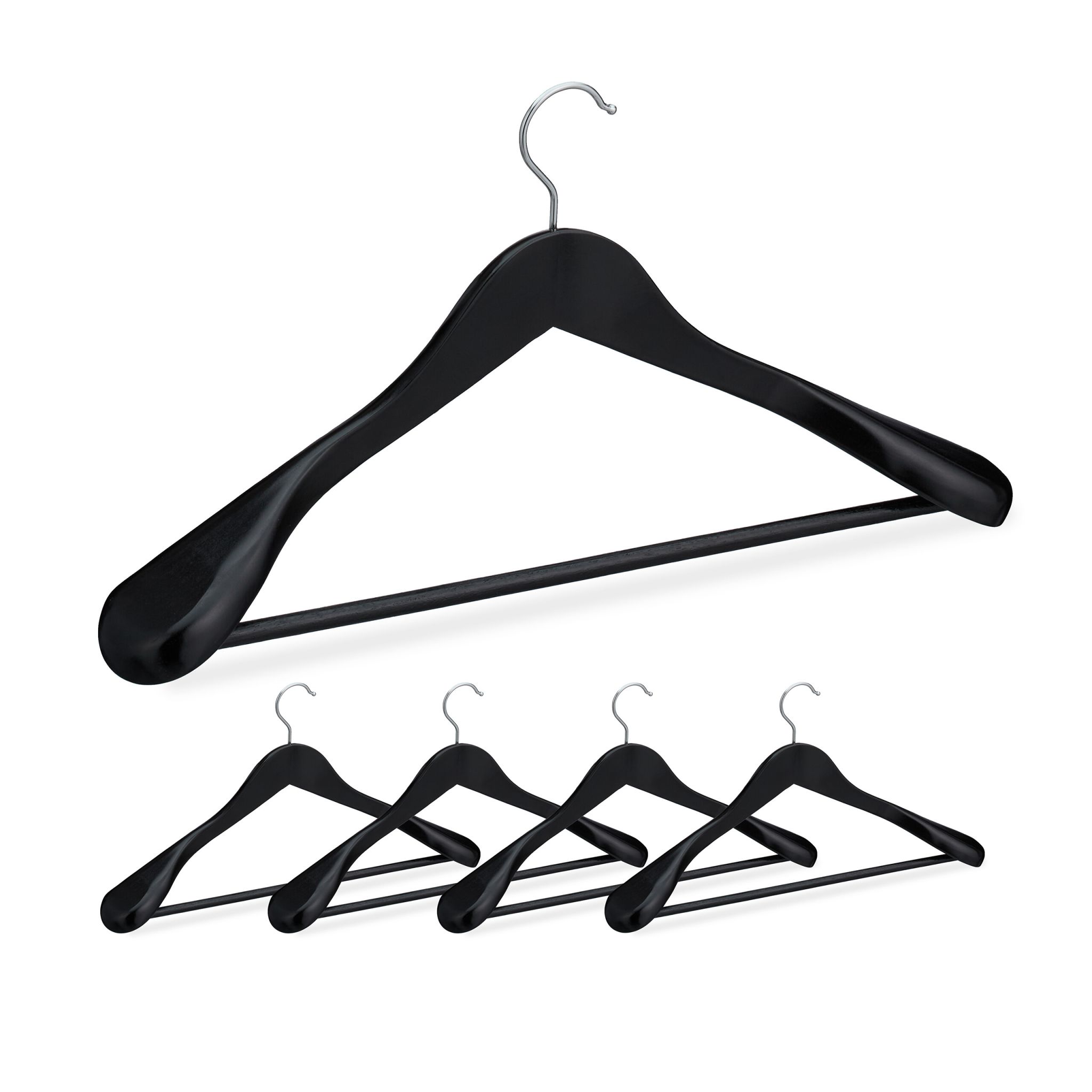 Anzug Kleiderbügel 5er-Set Schwarz-Silber
