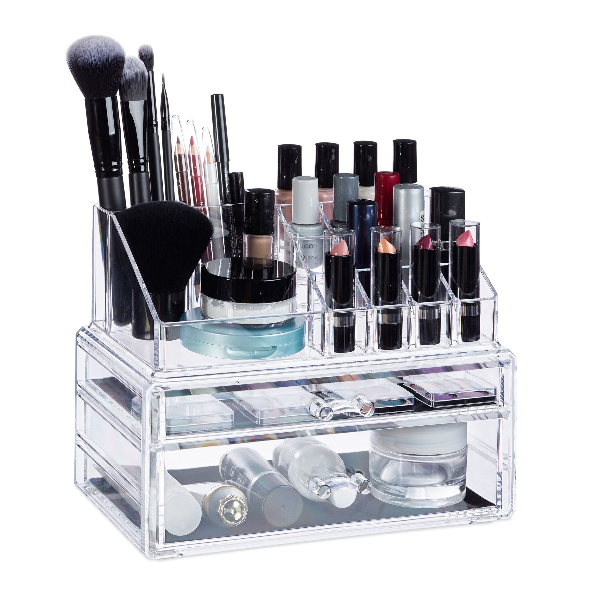 Make-Up Organizer mit 2 Schubladen Transparent